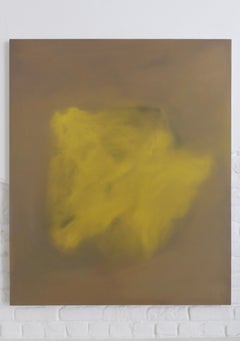 Peinture sur Wood, 2024 - 'Nuage jaune' (Brown and Yellow Painting on Wood)