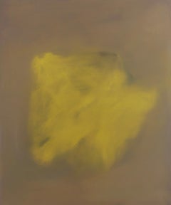 Pintura marrón y amarilla sobre madera, 2024 - 'Nuage jaune'