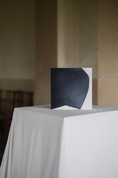 Abstract White and Blue Wooden Painting, 2024 - 'Small notes'