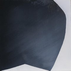 Pintura abstracta de madera blanca y azul, 2024 - 'Pequeñas notas'