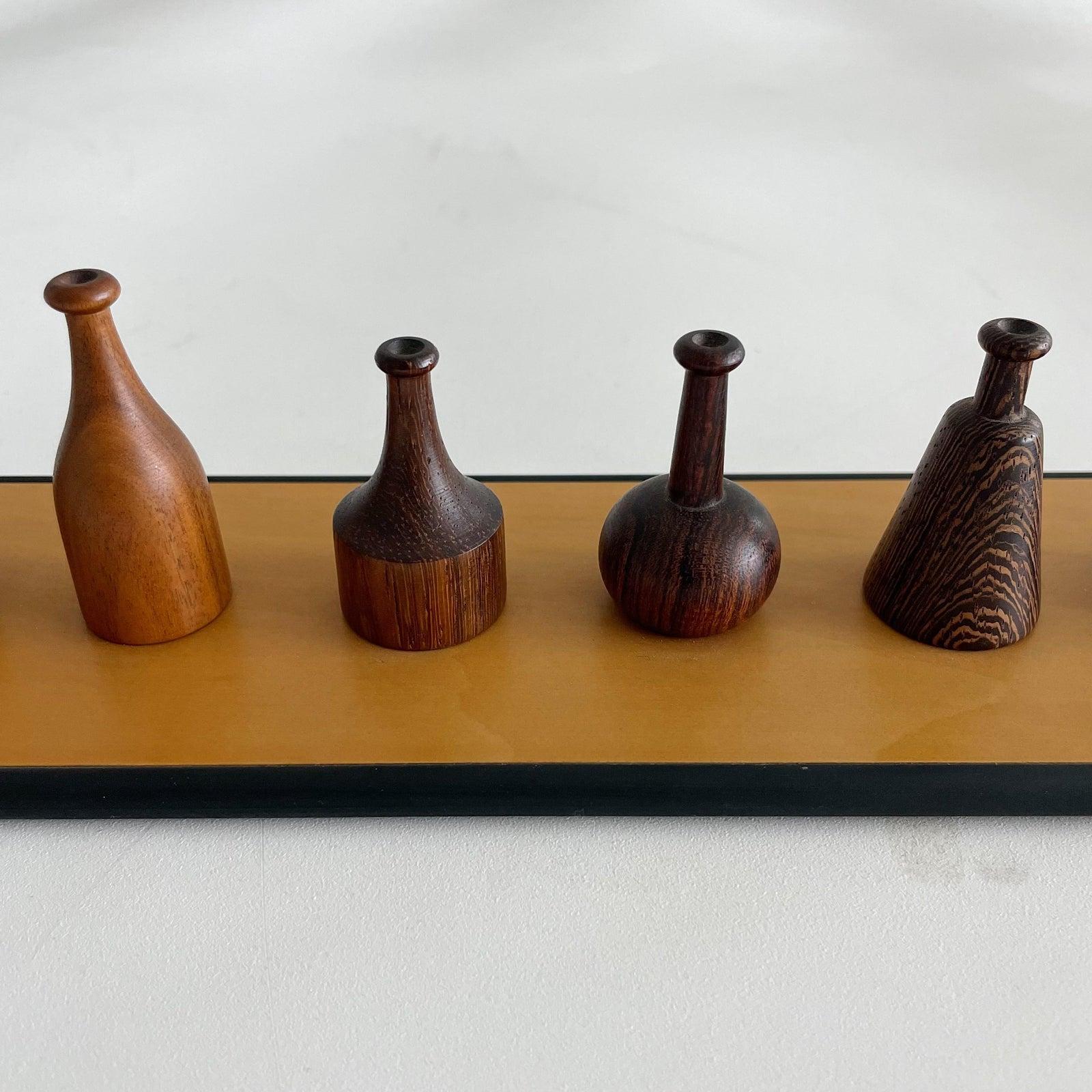 Italian Giorgio Pizzitutti Exotic Wood Miniature Vases Sculpture Italy 1980's