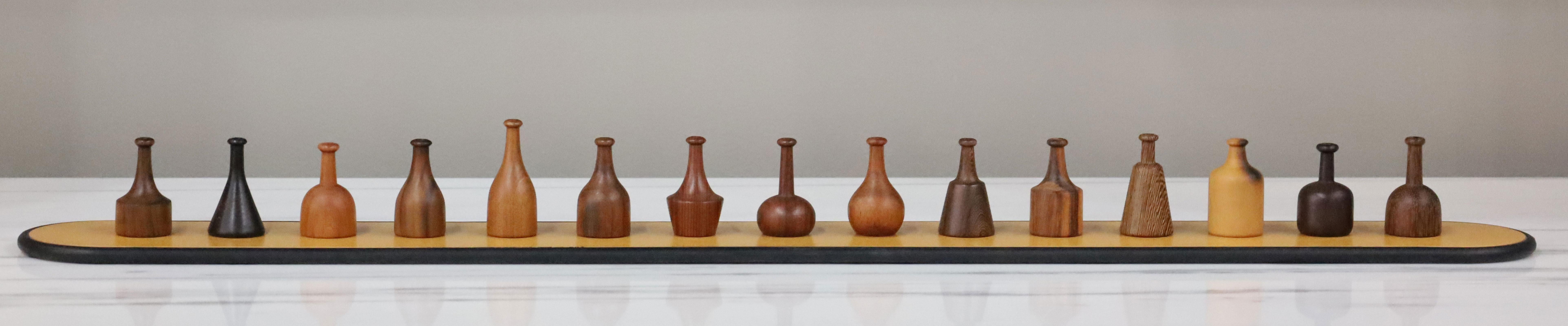 Giorgio Pizzitutti Exotic Wood Miniature Vases Sculpture Italy 1980's In Good Condition For Sale In Dallas, TX