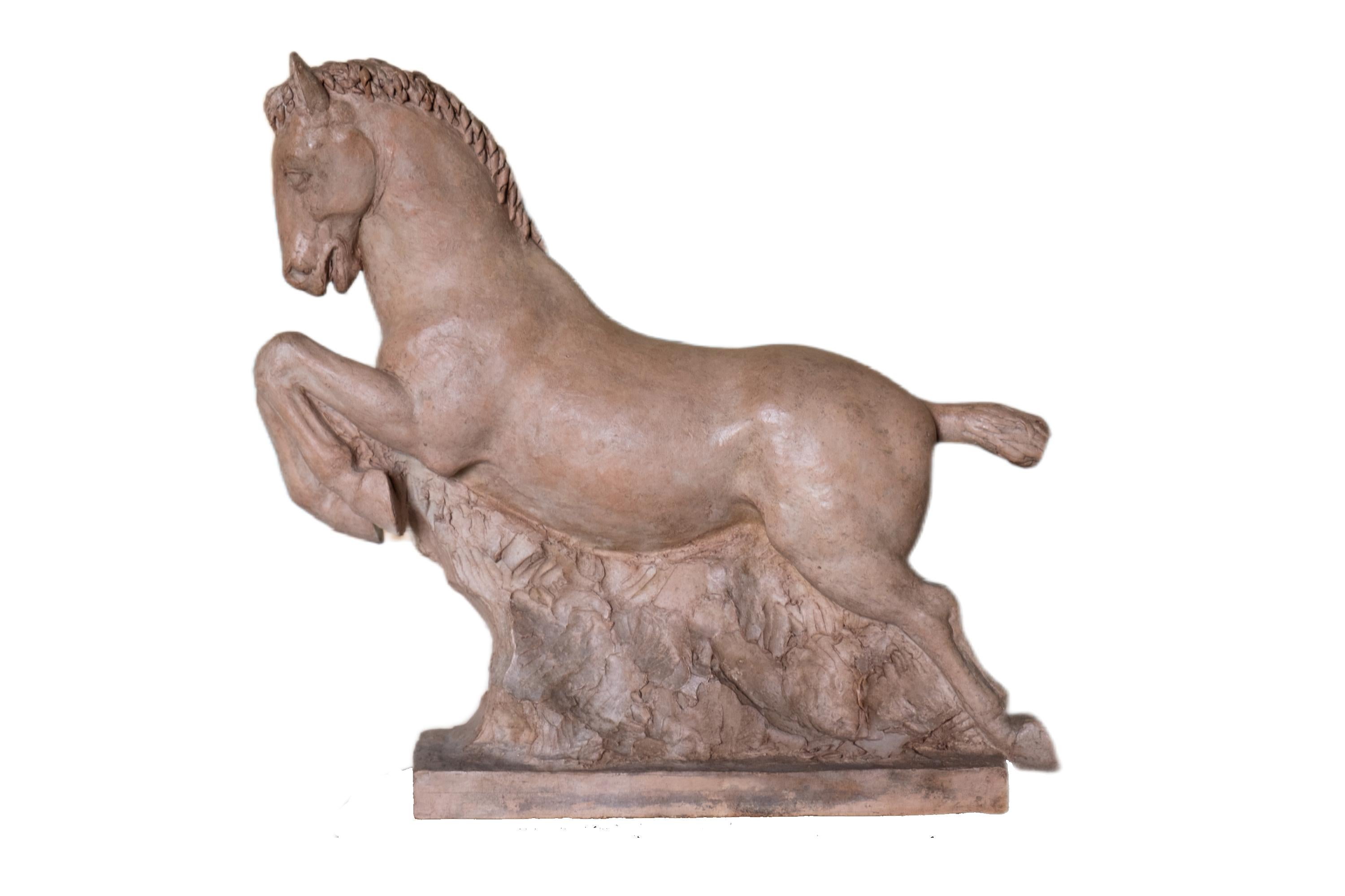 Terracotta Galloping Horse. Signed by Giorgio Rossi (1894-1981)