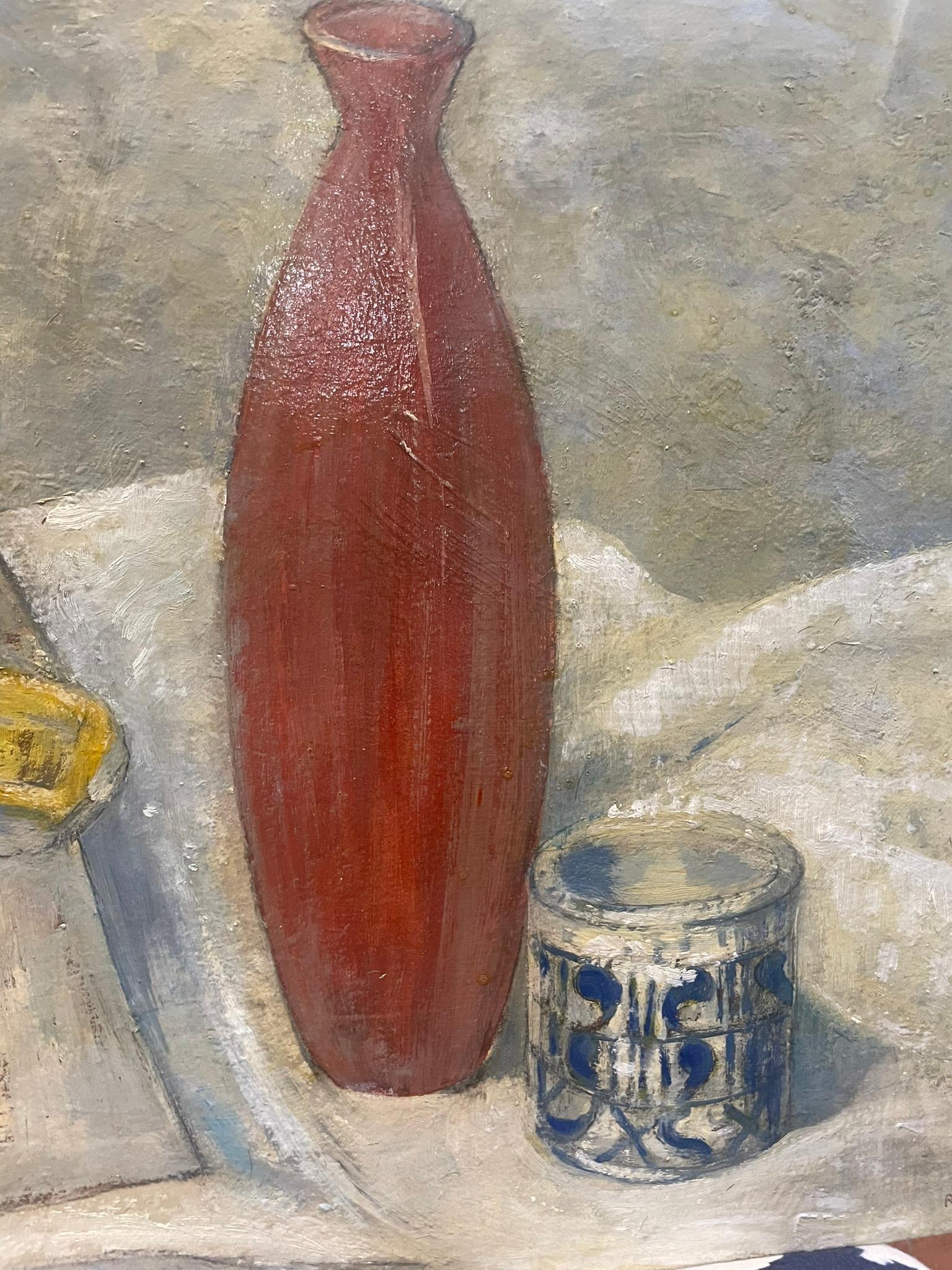 Giorgio Rossi (1892-1963) Statuette and Red Vase, 1957. Signed and dated For Sale 2