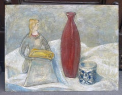Giorgio Rossi (1892-1963) Statuette and Red Vase, 1957. Signed and dated