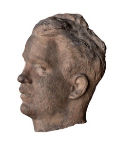 Vintage Asymmetrical head of man, terracotta, 1930s-40s, Giorgio Rossi (1894-1981).