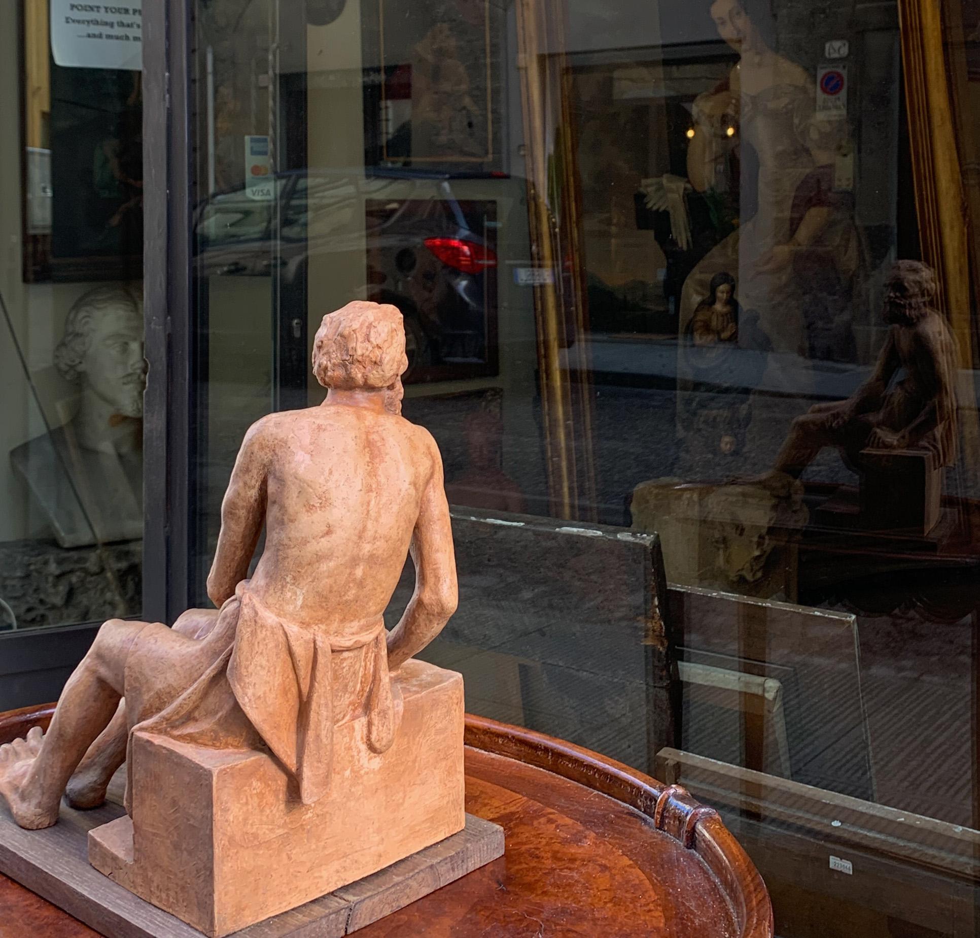 Diógenes, escultura de terracota, 1939, Giorgio Rossi (1894-1981). en venta 9
