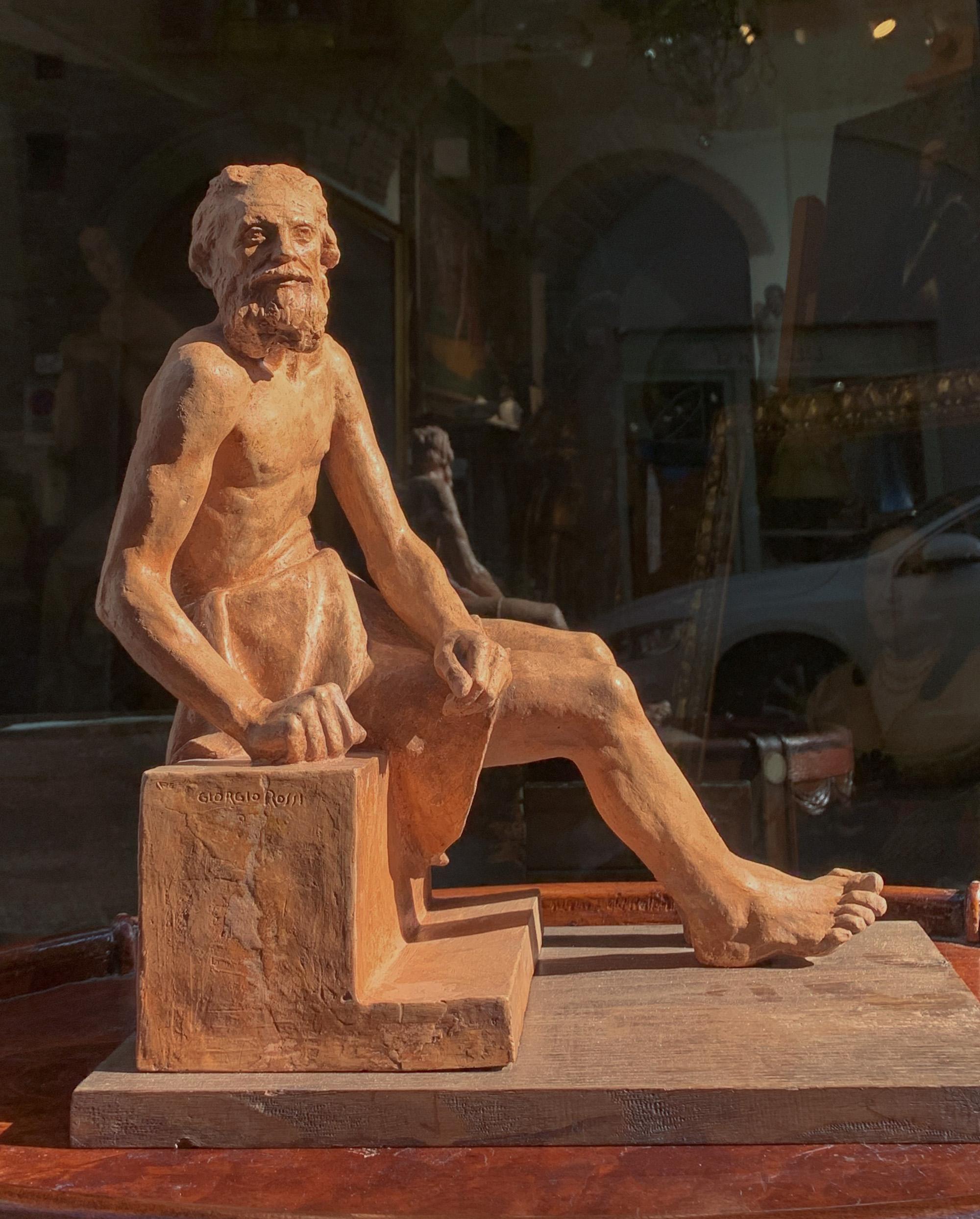 Diógenes, escultura de terracota, 1939, Giorgio Rossi (1894-1981). en venta 2