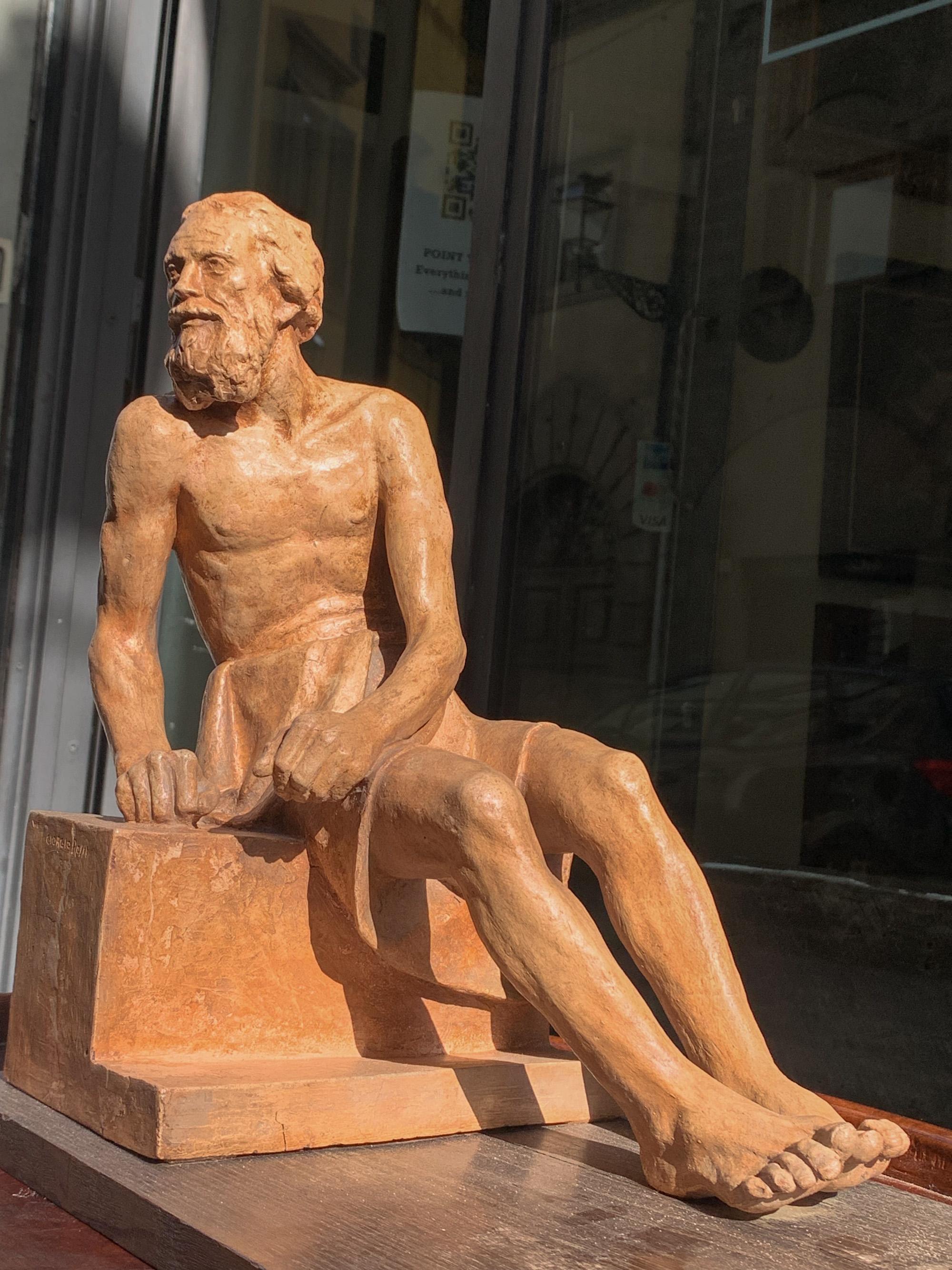 Diógenes, escultura de terracota, 1939, Giorgio Rossi (1894-1981). en venta 7