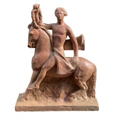 Italic Hero on Horseback, terracotta sculpture, Giorgio Rossi (1894–1981)