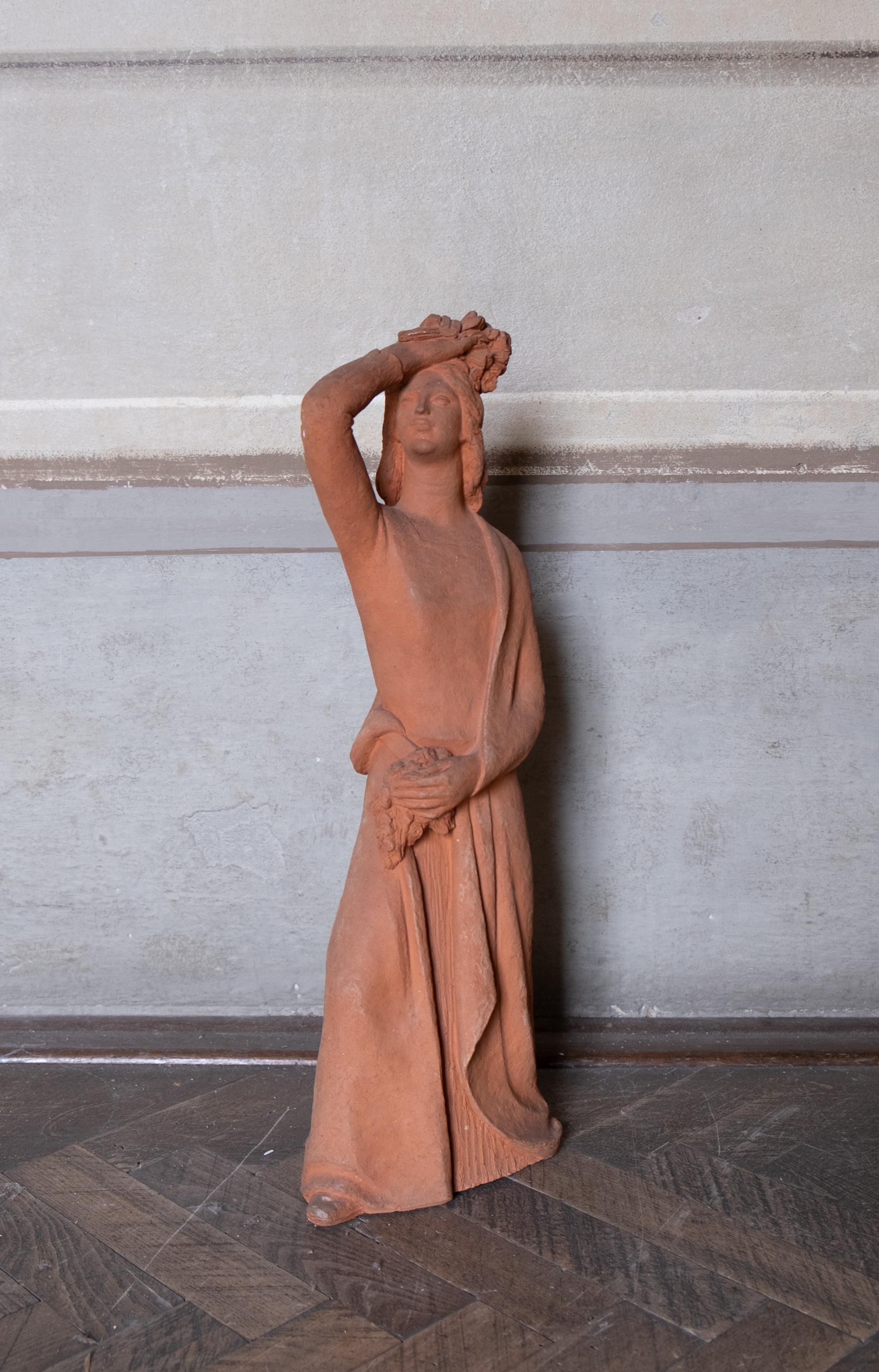 Woman with flowers on head, terracotta, 1930s-40s, Giorgio Rossi (1894-1981). For Sale 1