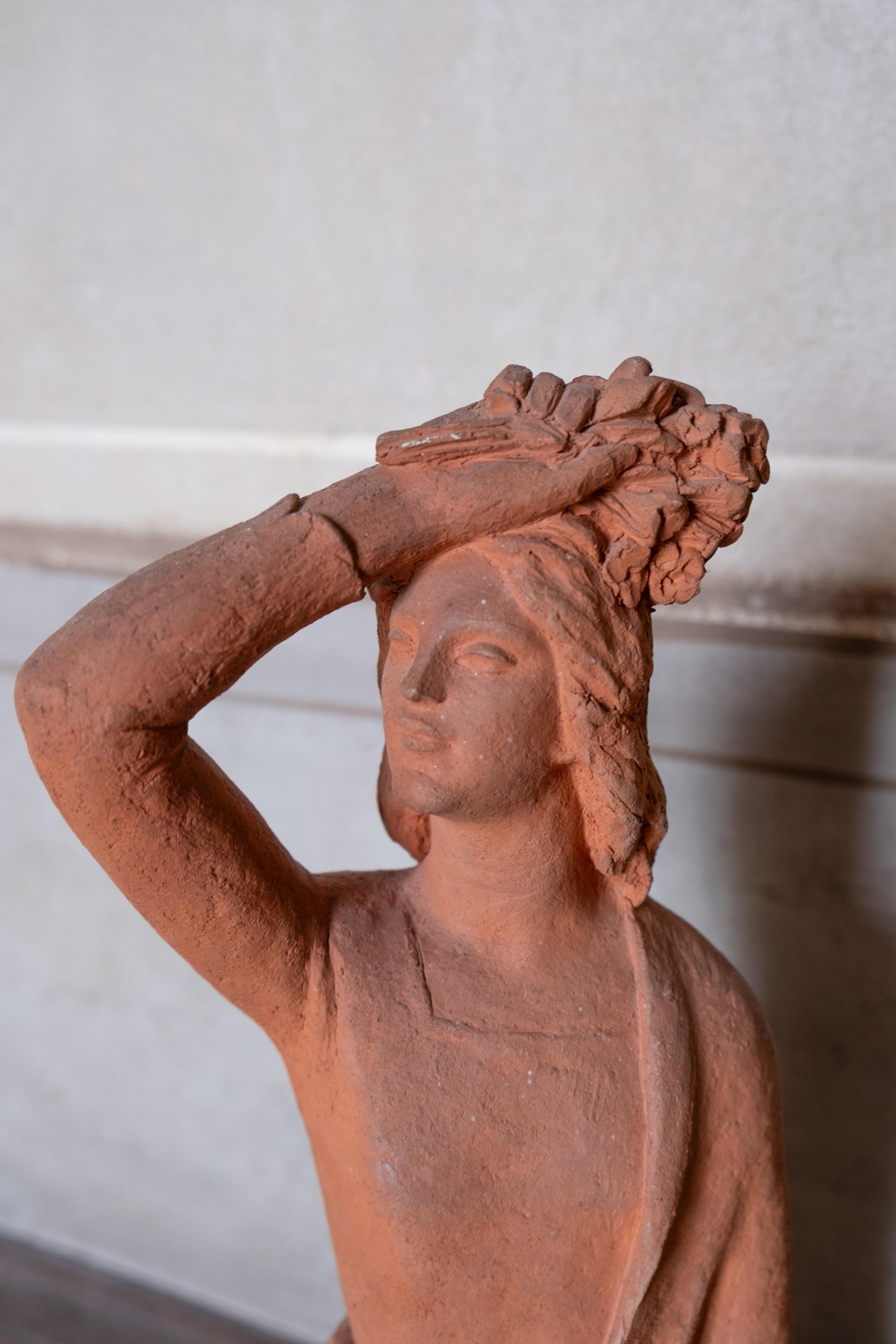 Woman with flowers on head, terracotta, 1930s-40s, Giorgio Rossi (1894-1981). For Sale 2