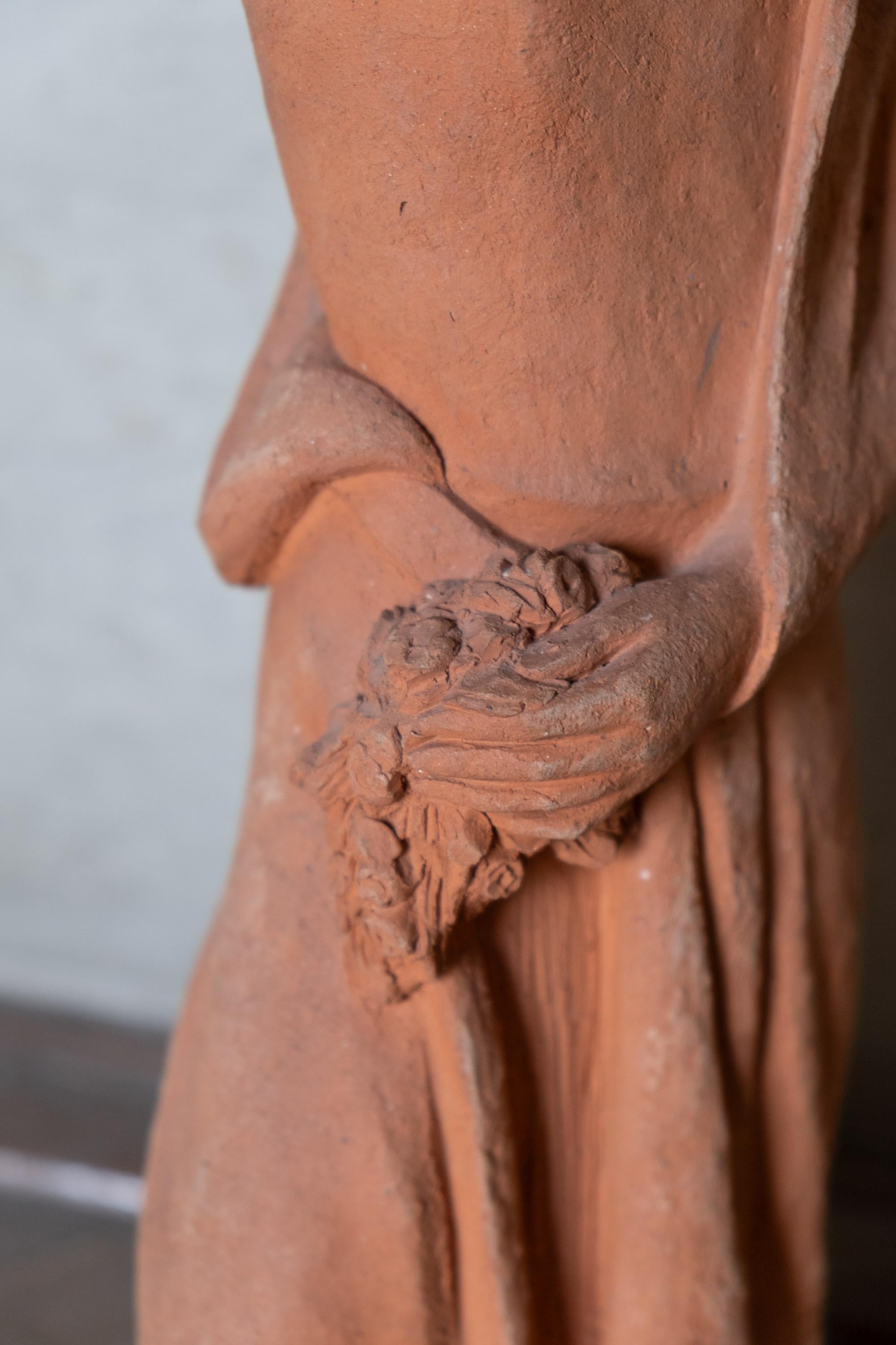 Woman with flowers on head, terracotta, 1930s-40s, Giorgio Rossi (1894-1981). For Sale 3