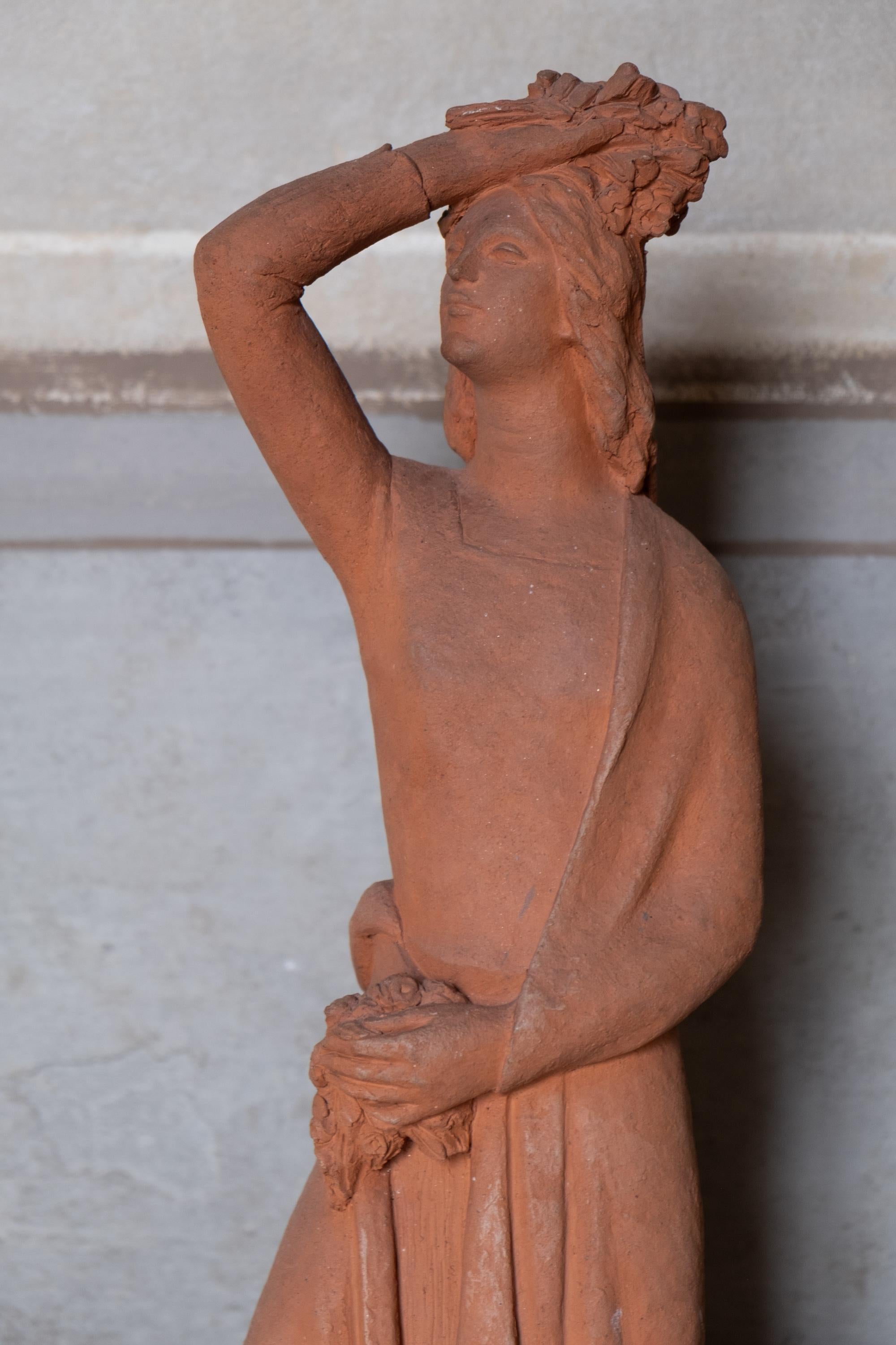 Woman with flowers on head, terracotta, 1930s-40s, Giorgio Rossi (1894-1981). For Sale 5
