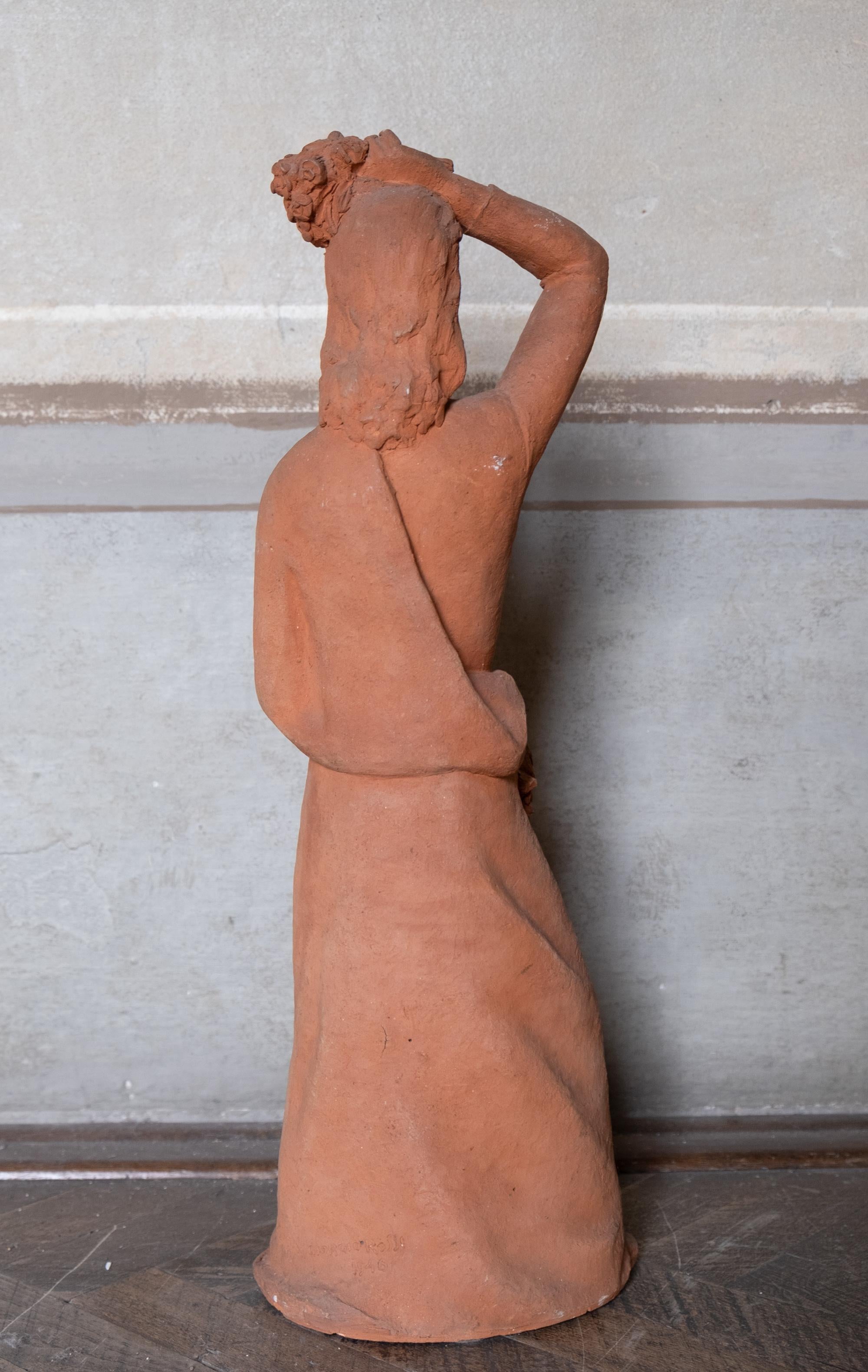 Woman with flowers on head, terracotta, 1930s-40s, Giorgio Rossi (1894-1981). For Sale 7
