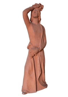 Woman with flowers on head, terracotta, 1930s-40s, Giorgio Rossi (1894-1981).