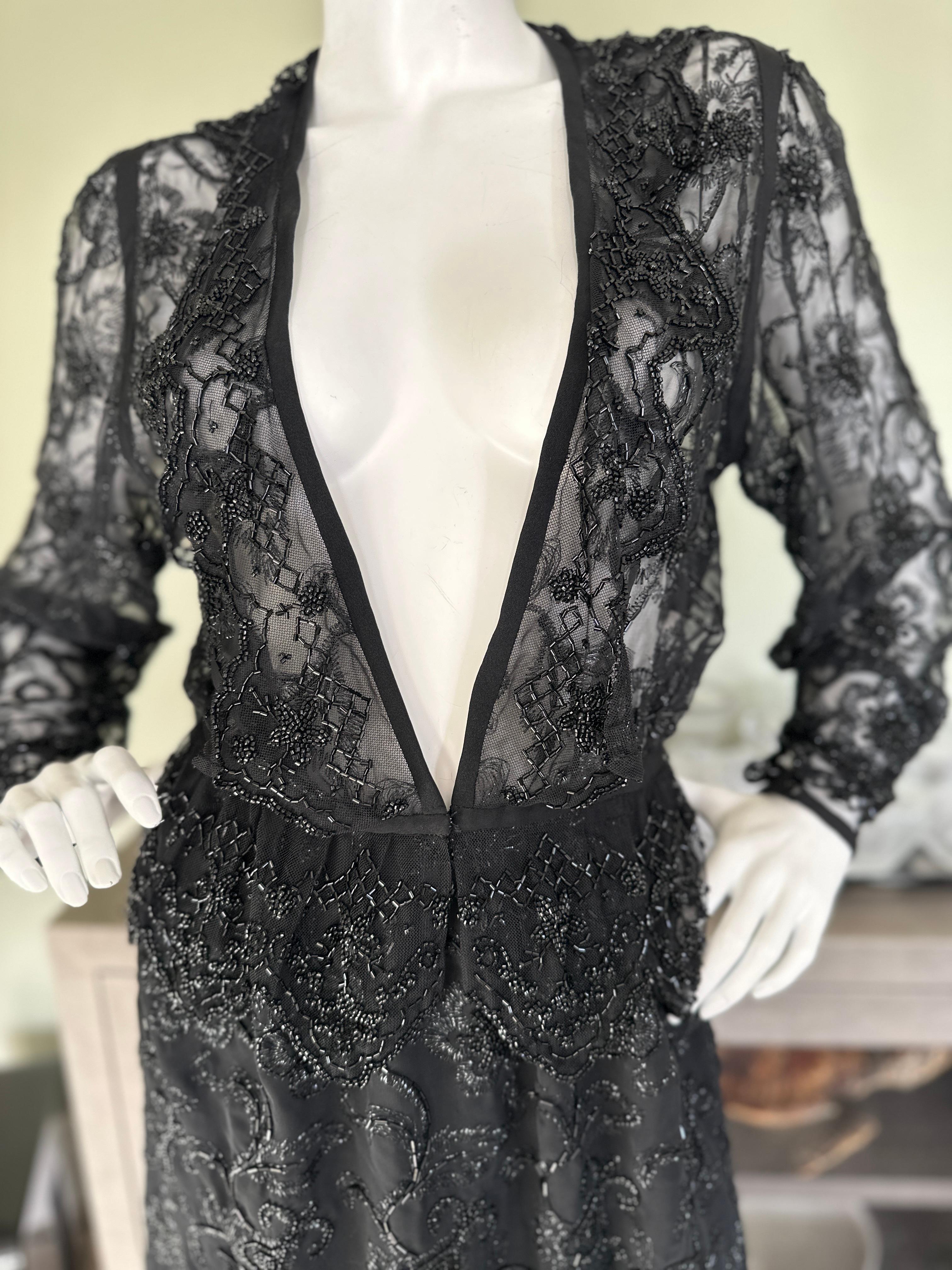 Giorgio Sant Angelo 1970's Disco Era Beaded Sheer Black 2 Pc Evening Dress.
This is incredible, please use the zoom feature to see details
The measurements are;
Bust   36