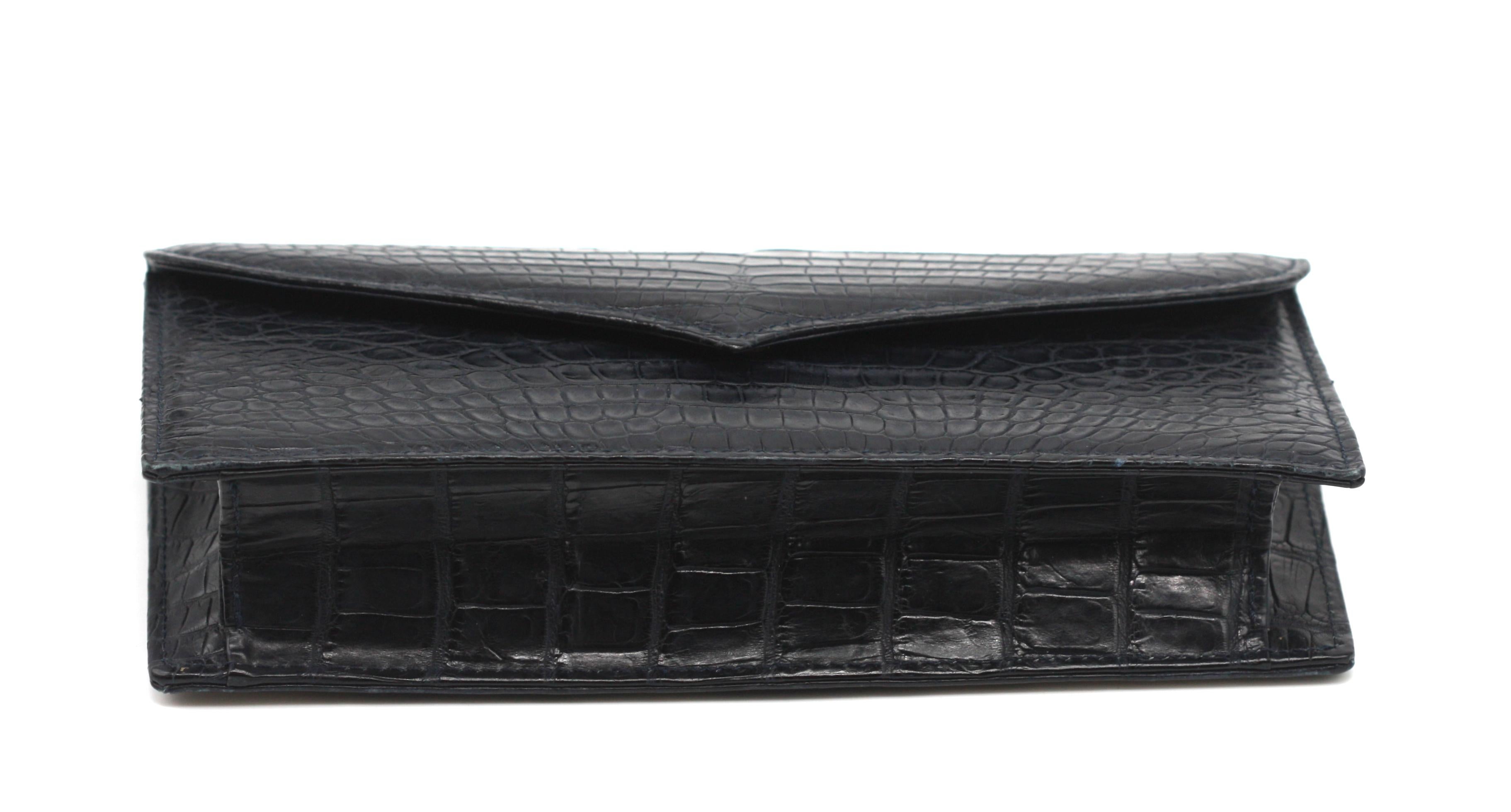 Femenino o masculino Giorgio Santamaria Dark Blue Alligator Clutch en venta
