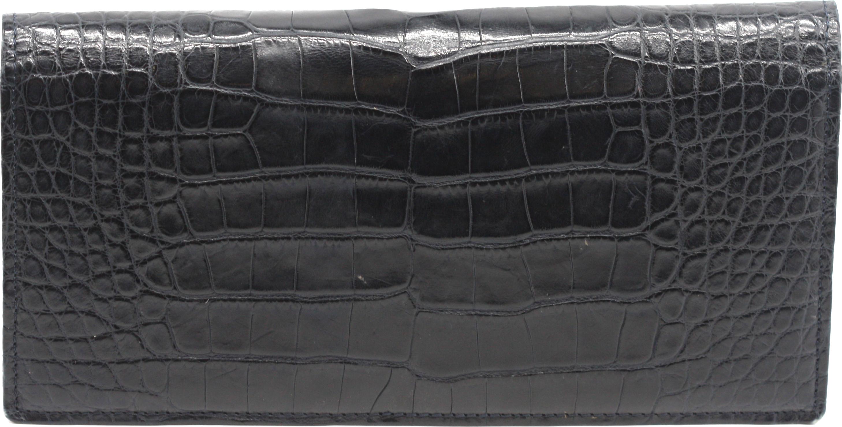 Giorgio Santamaria Dark Blue Alligator Clutch en venta 1