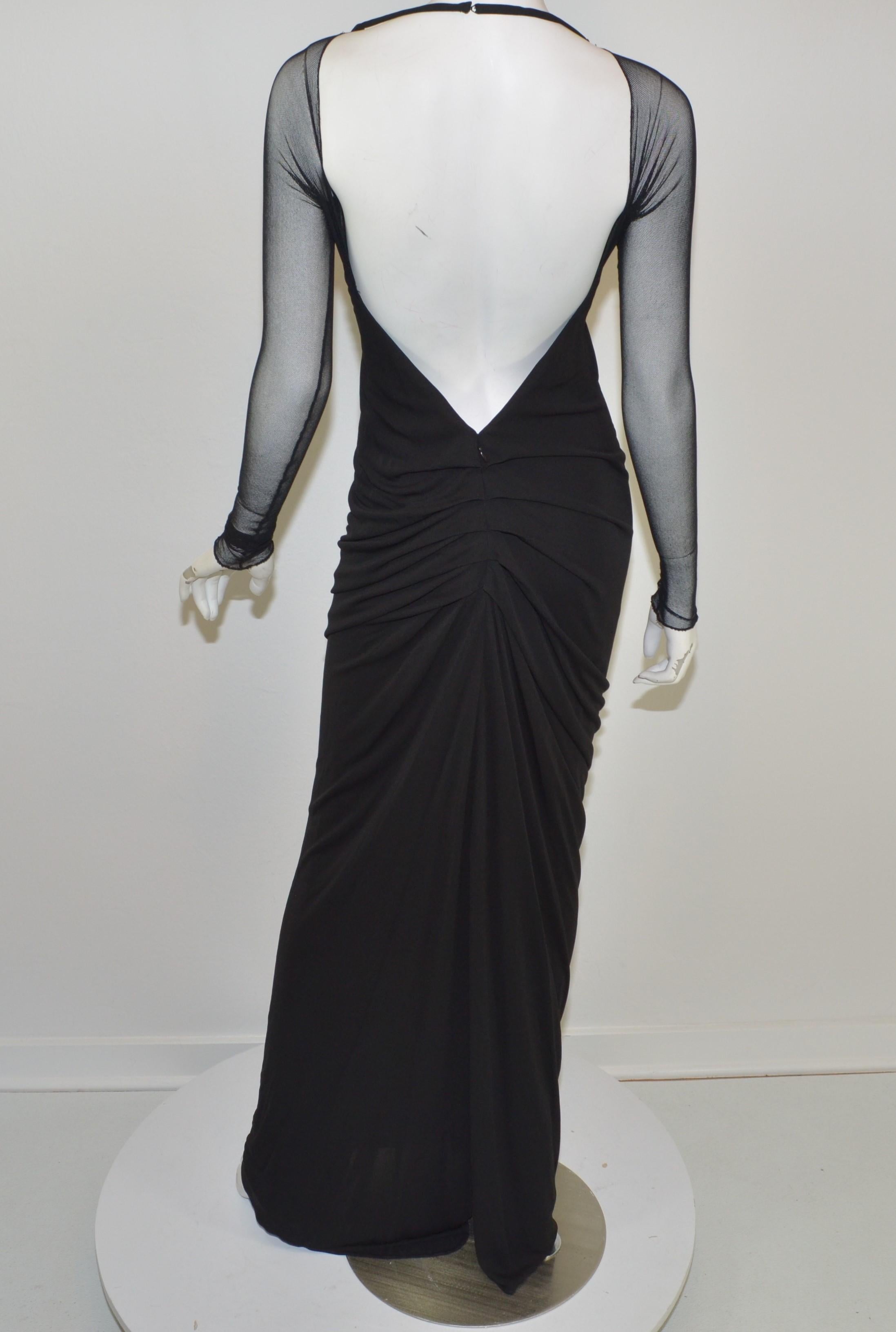 Black Giorgio Sant’Angelo Vintage Plunging Back Maxi Dress
