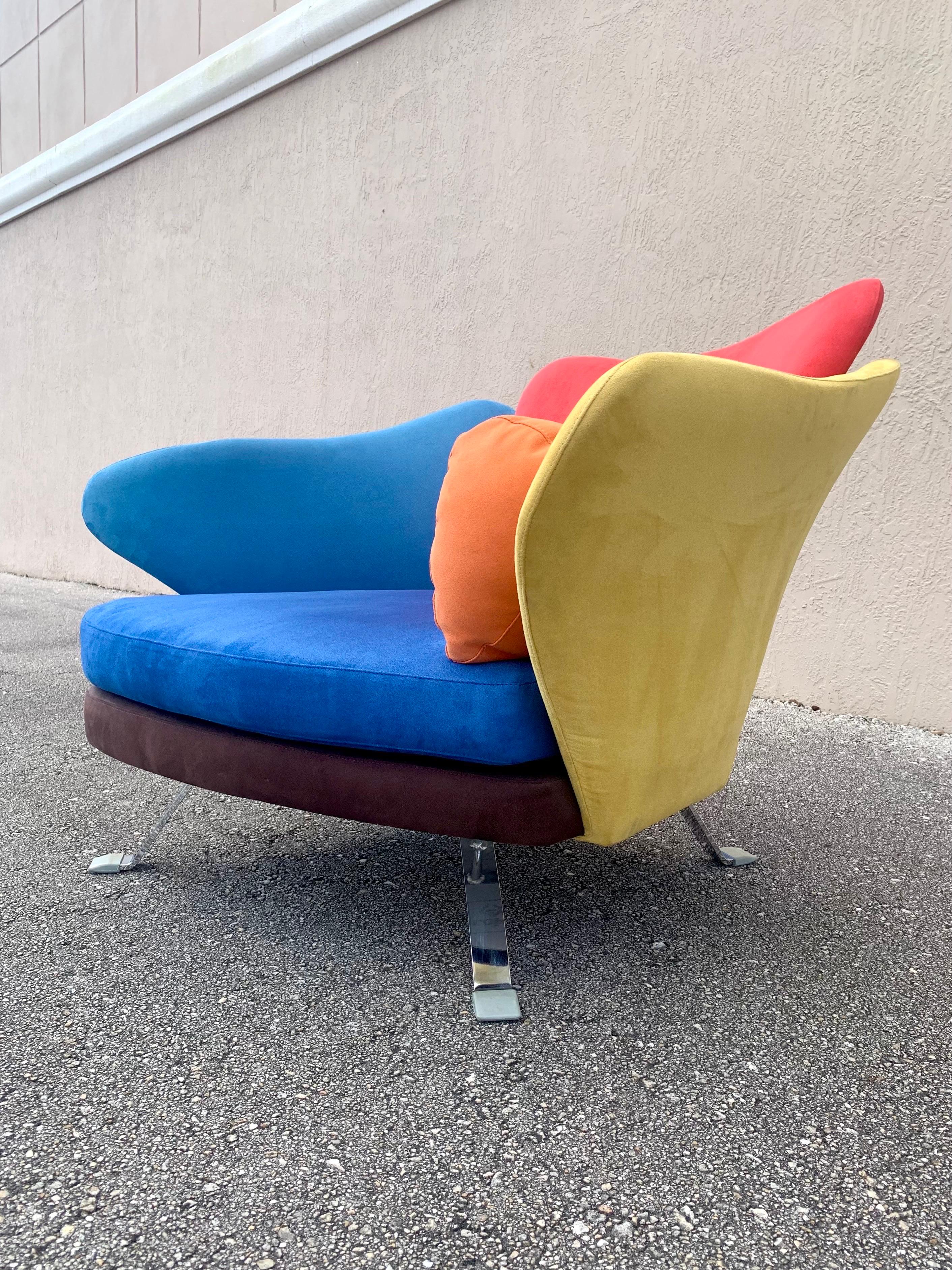 Giorgio Saporiti fauteuil de salon à fleurs pour Il Loft, fabriqué en Italie en vente 3