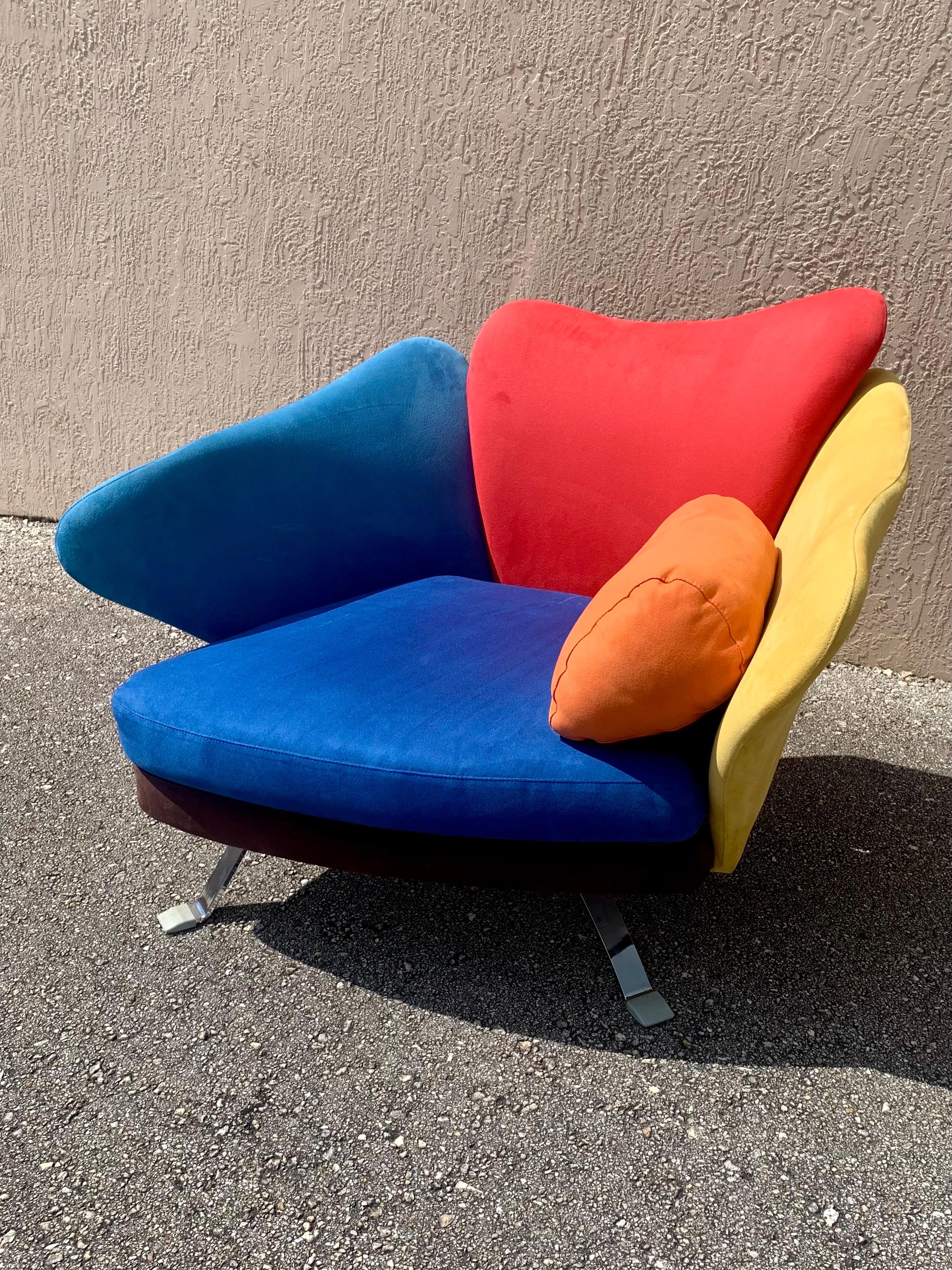italien Giorgio Saporiti fauteuil de salon à fleurs pour Il Loft, fabriqué en Italie en vente