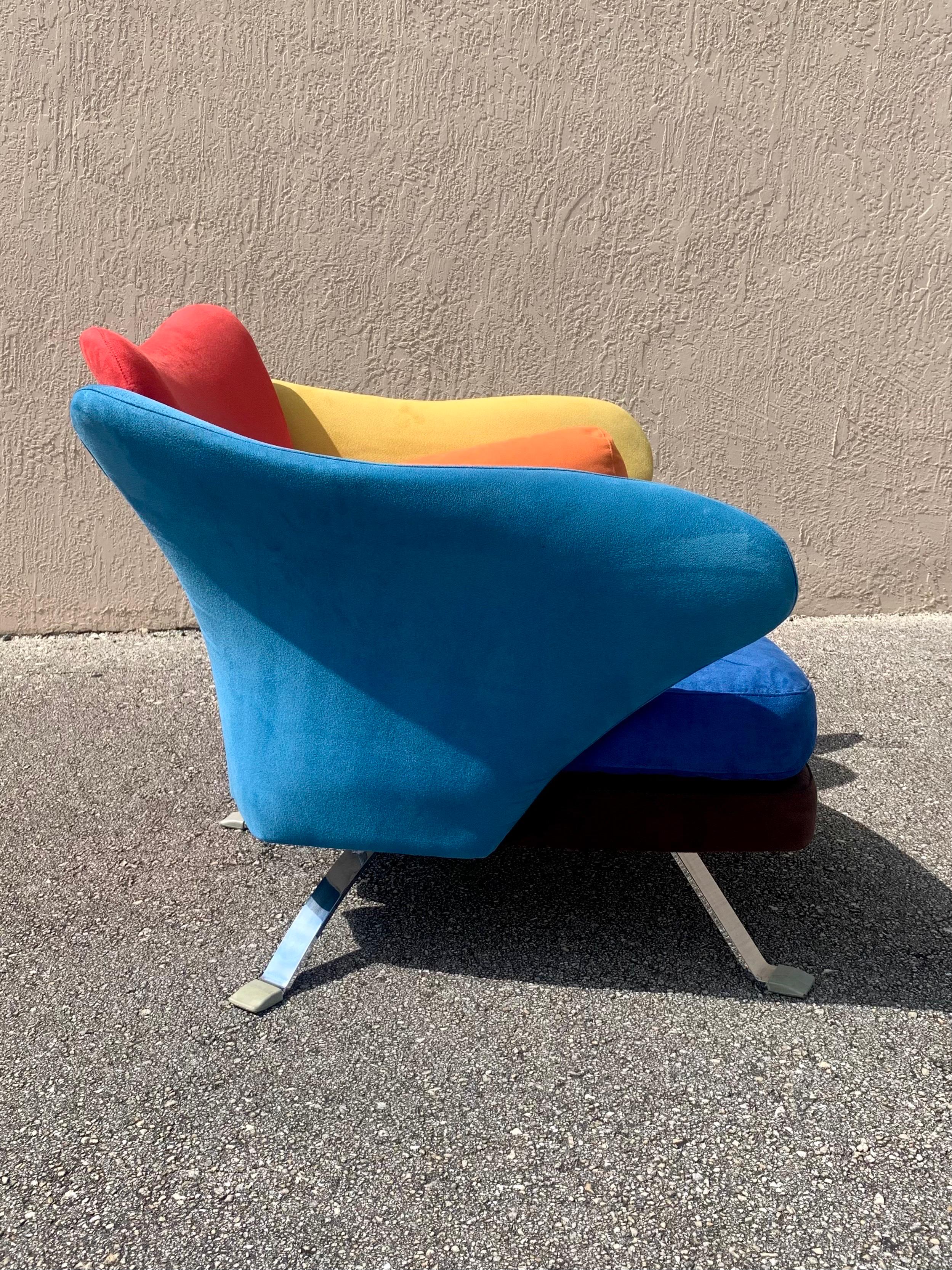 Giorgio Saporiti Flower Lounge Chair for Il Loft, Made in Italy In Good Condition For Sale In Boynton Beach, FL