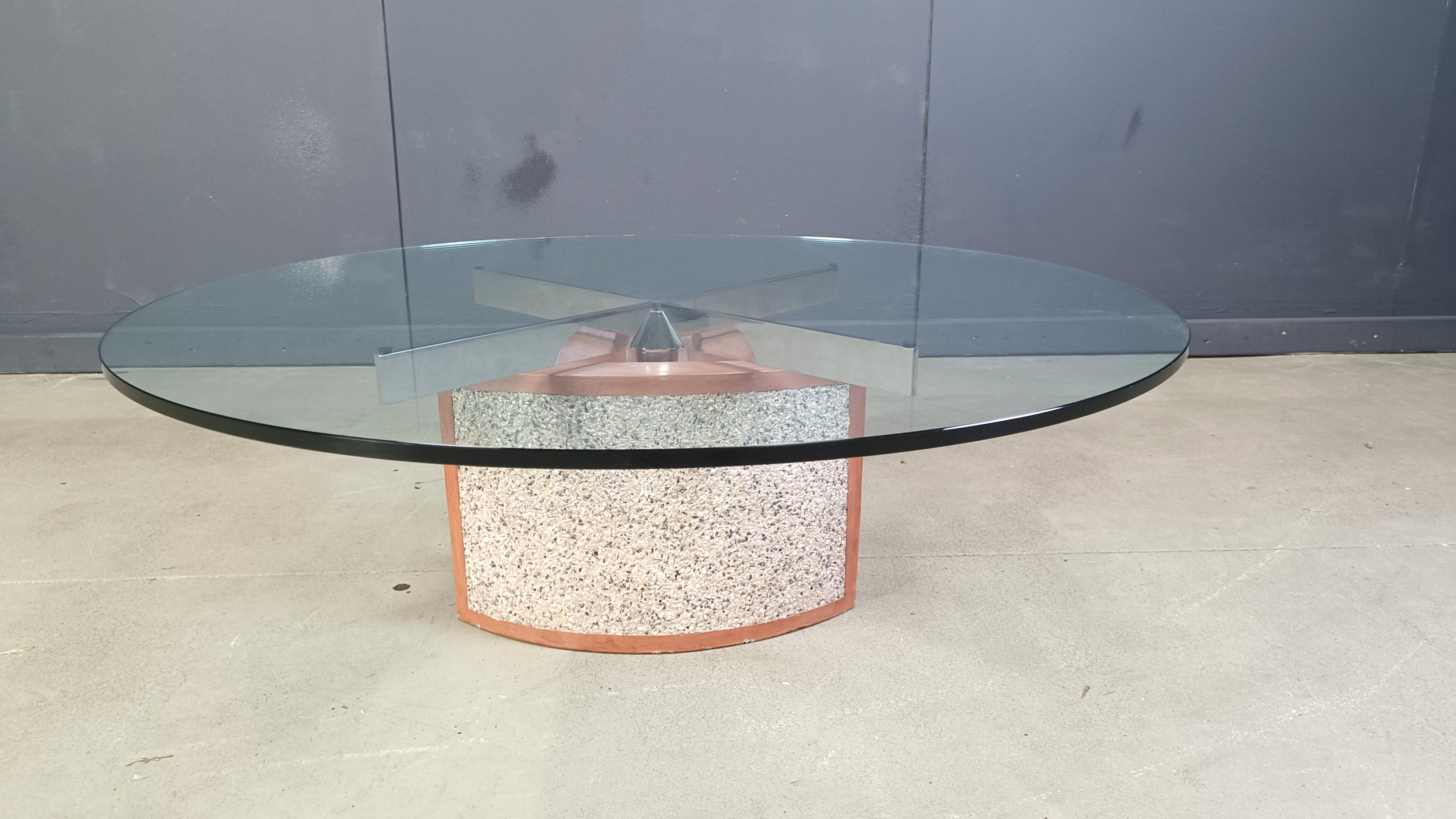 Table basse en béton peint et verre de Giorgio Saporiti par Saporiti Italia en vente 1