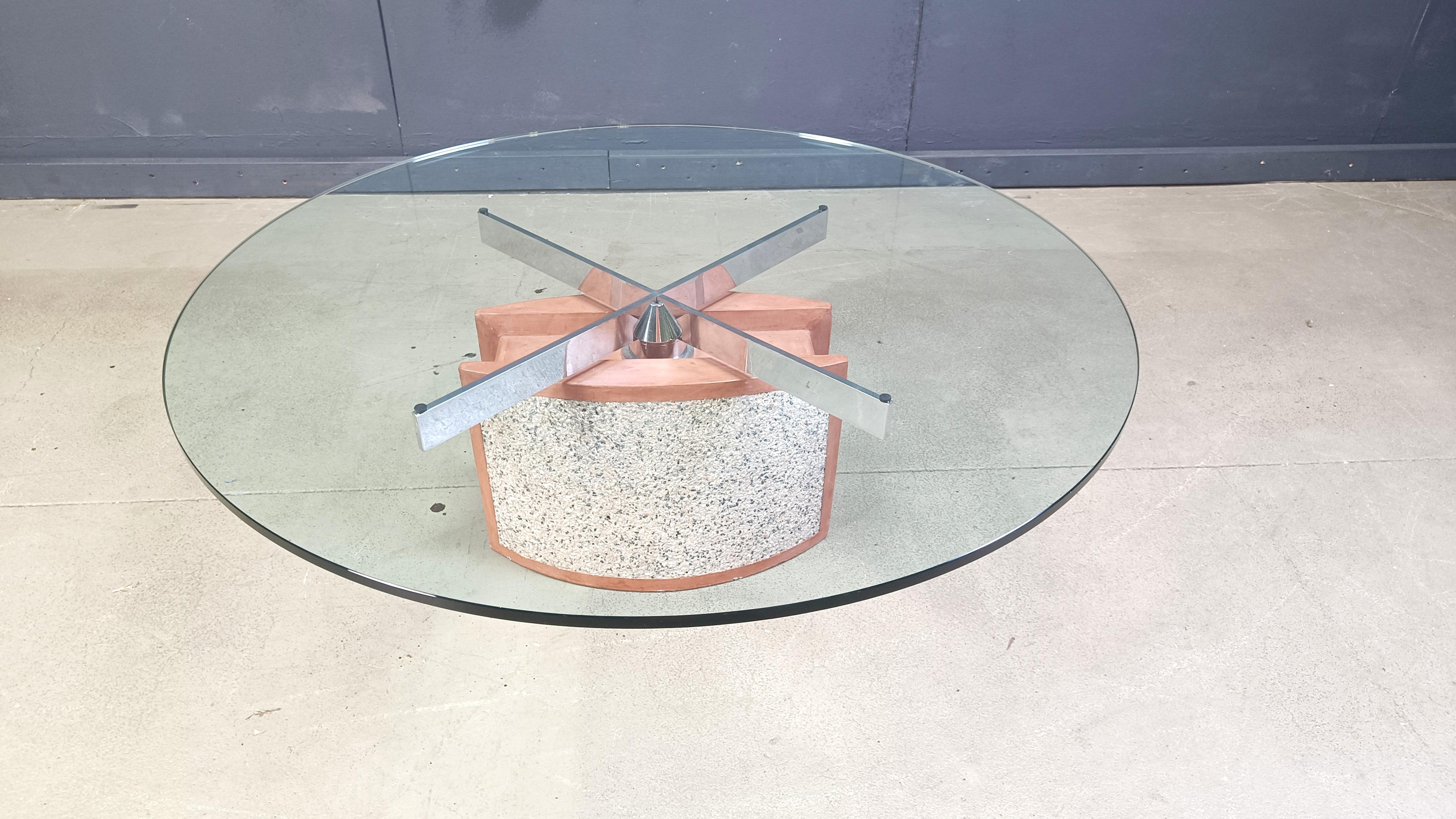 Table basse en béton peint et verre de Giorgio Saporiti par Saporiti Italia en vente 2