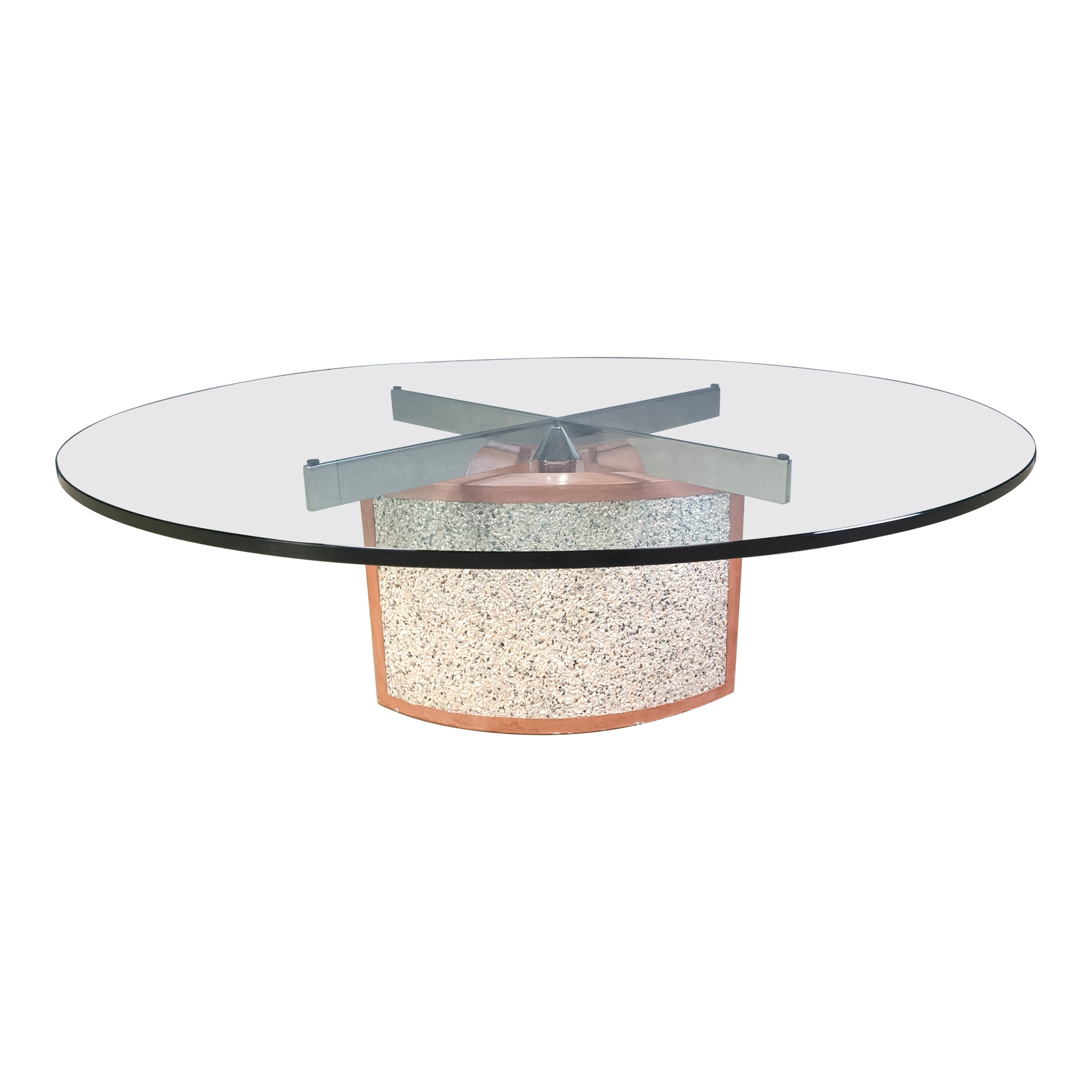 Table basse en béton peint et verre de Giorgio Saporiti par Saporiti Italia en vente