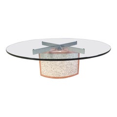 Vintage Giorgio Saporiti painted concrete and glass coffee table by Saporiti Italia