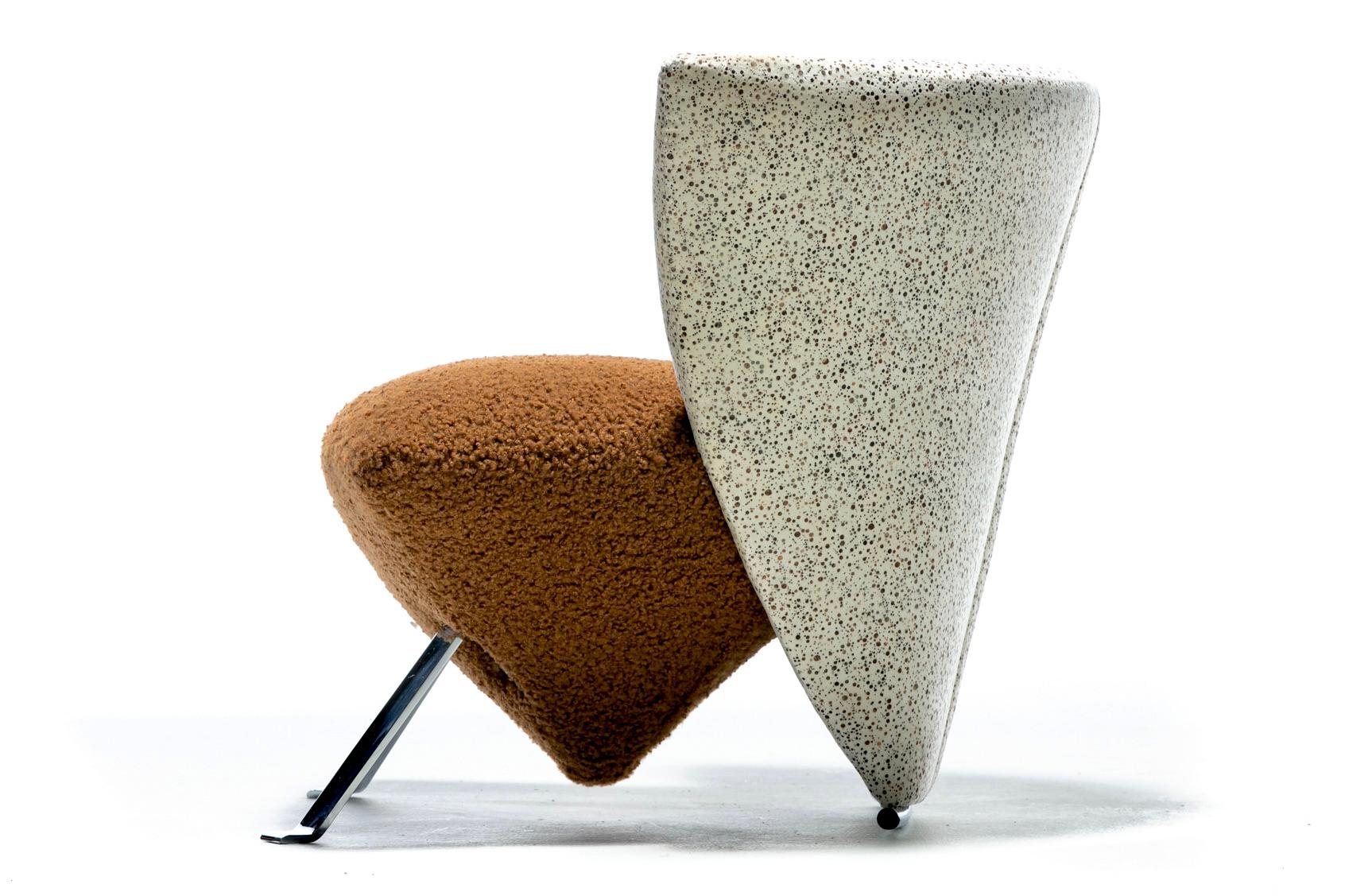 Giorgio Saporiti Post Modern Jada Slipper Chairs in Espresso Bouclé & Velvet For Sale 3