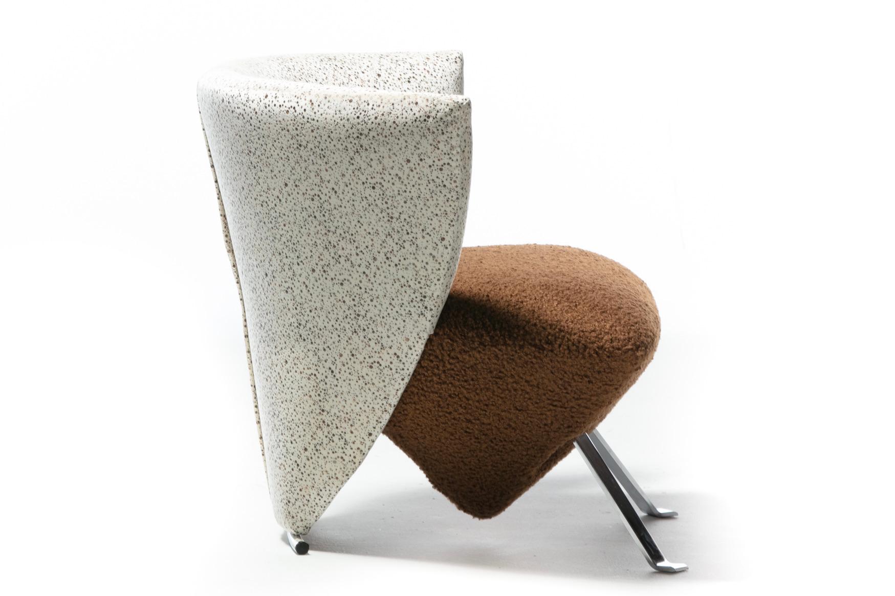 Giorgio Saporiti Post Modern Jada Slipper Chairs in Espresso Bouclé & Velvet For Sale 5