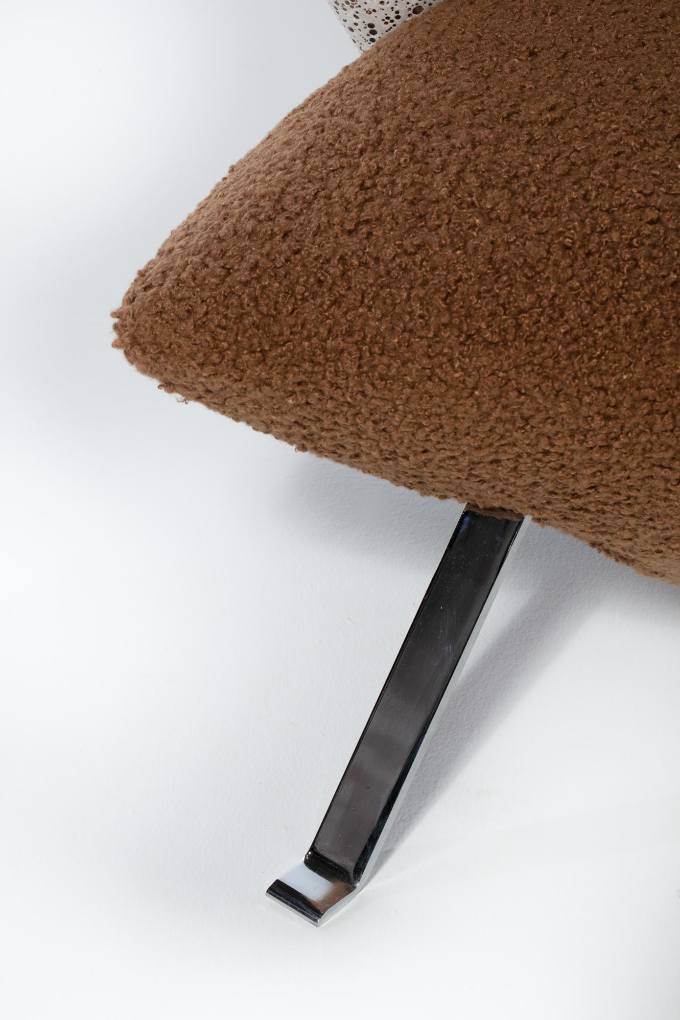 Giorgio Saporiti Post Modern Jada Slipper Chairs in Espresso Bouclé & Velvet For Sale 8