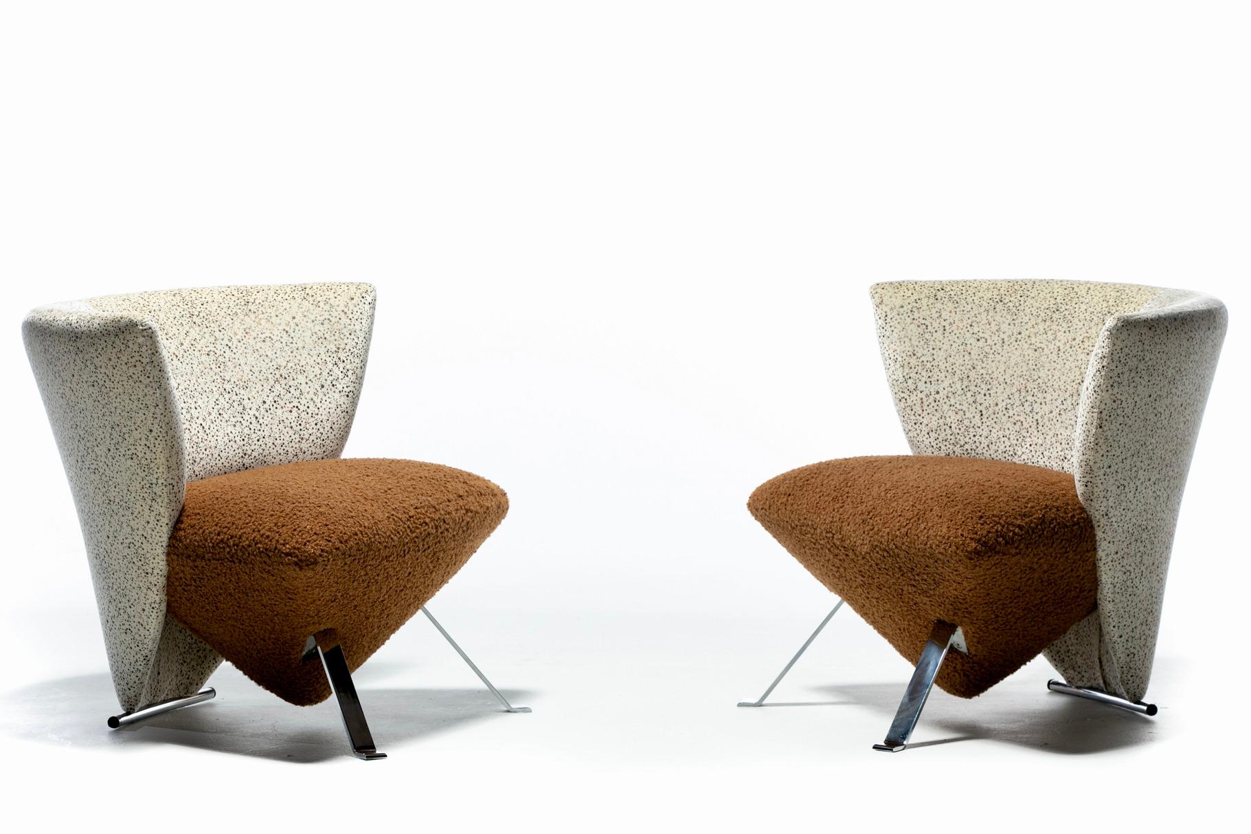 Giorgio Saporiti Post Modern Jada Slipper Chairs in Espresso Bouclé & Velvet For Sale 11