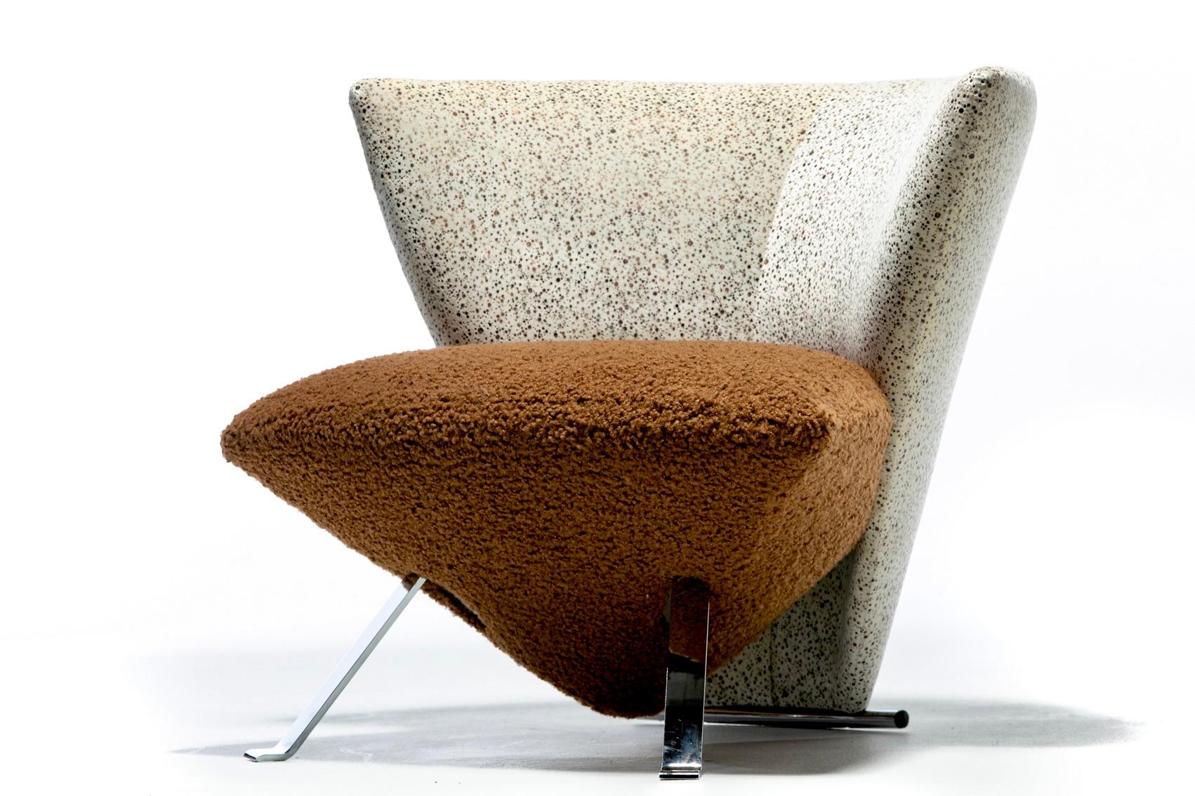 Giorgio Saporiti Post Modern Jada Slipper Chairs in Espresso Bouclé & Velvet For Sale 1