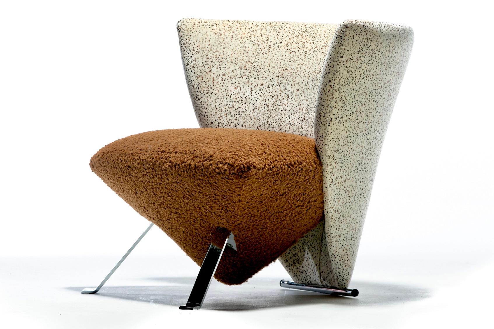 Giorgio Saporiti Post Modern Jada Slipper Chairs in Bouclé Espresso e Velluto in vendita 3