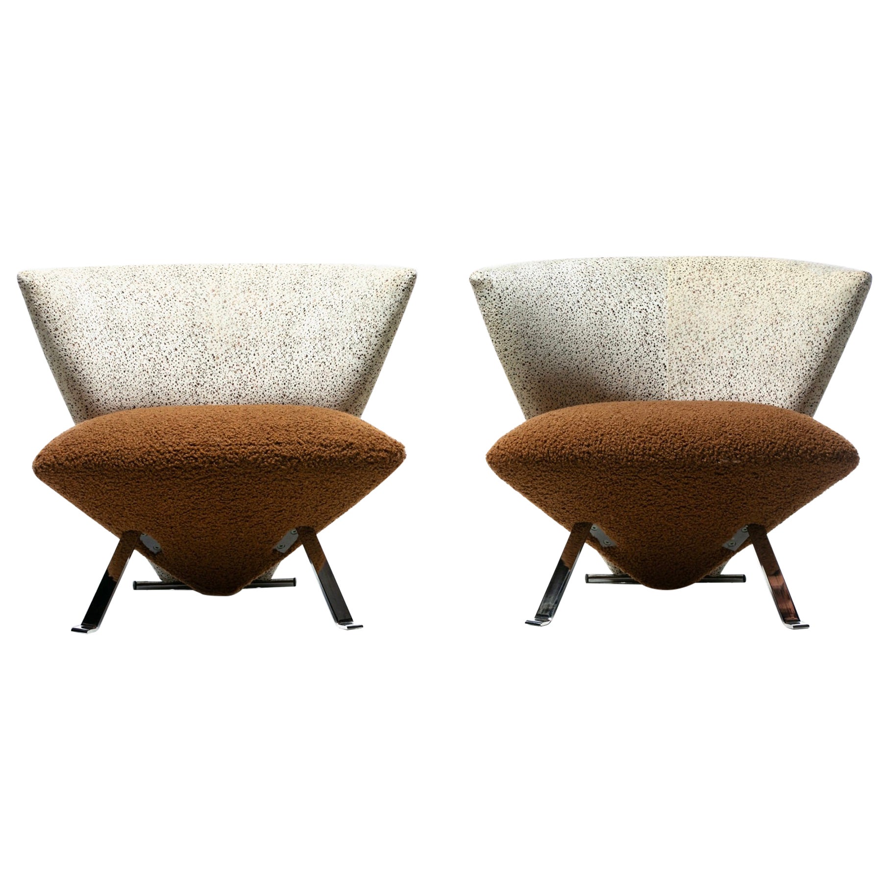 Giorgio Saporiti Sillones Postmodernos Jada en Bouclé y Terciopelo Espresso en venta