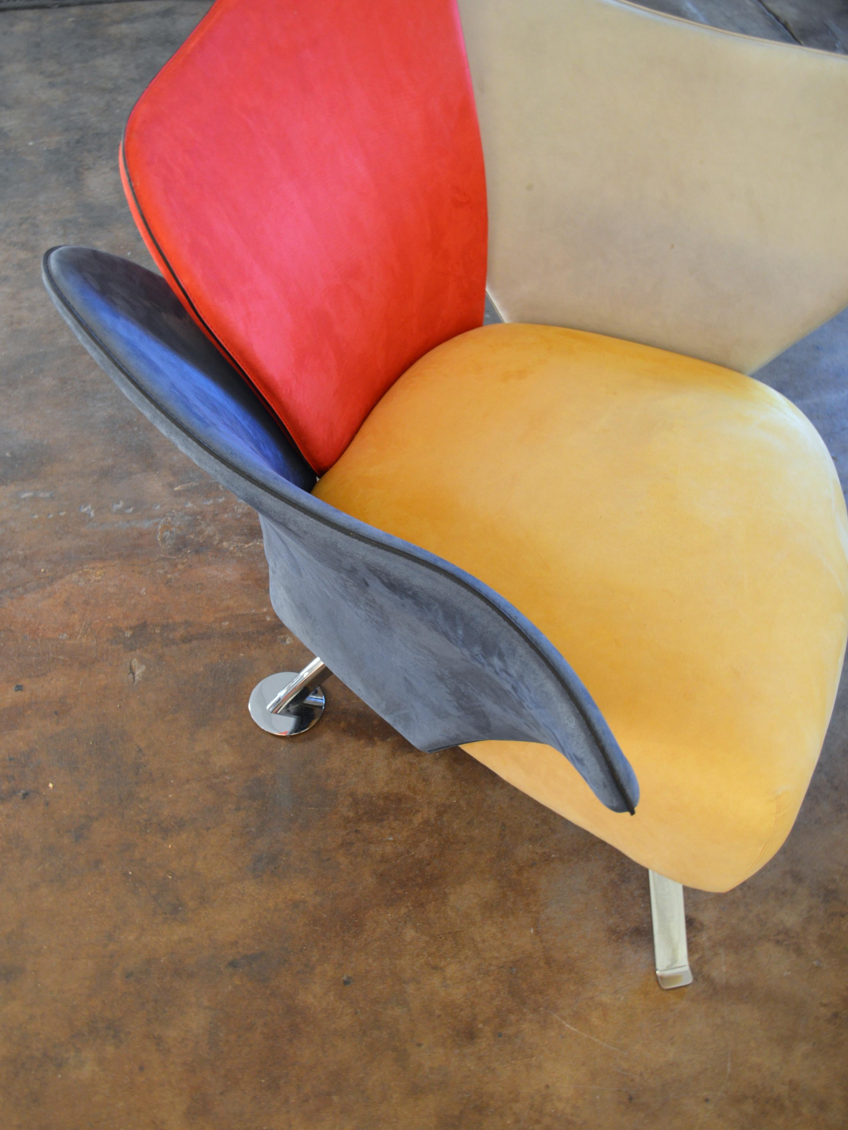 Giorgio Saporiti Post-Modern Suede Flower Chair by Il Loft For Sale 3