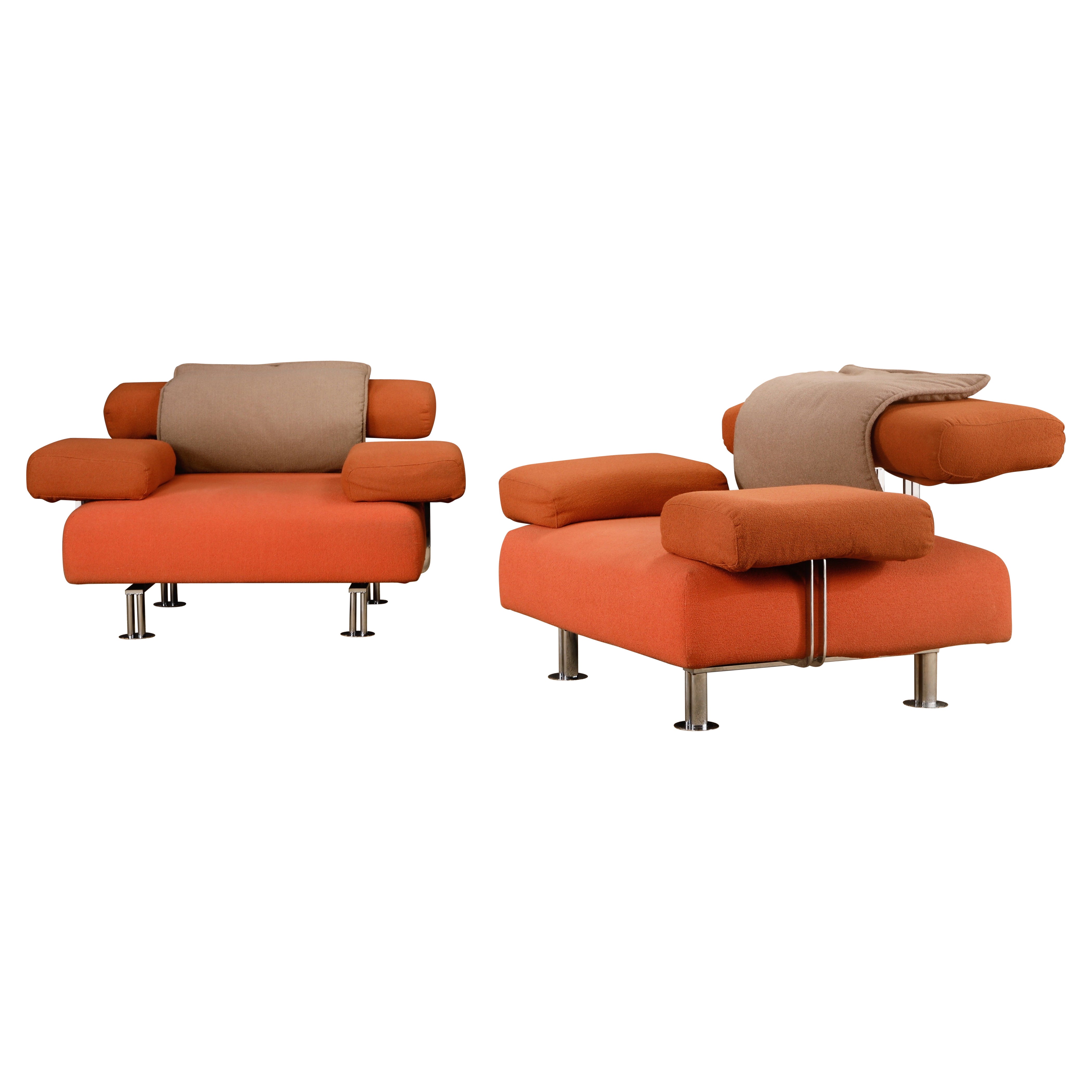 Giorgio Saporiti 'Star' Post-Modern Adjustable Lounge Chairs, Italy, Signed For Sale