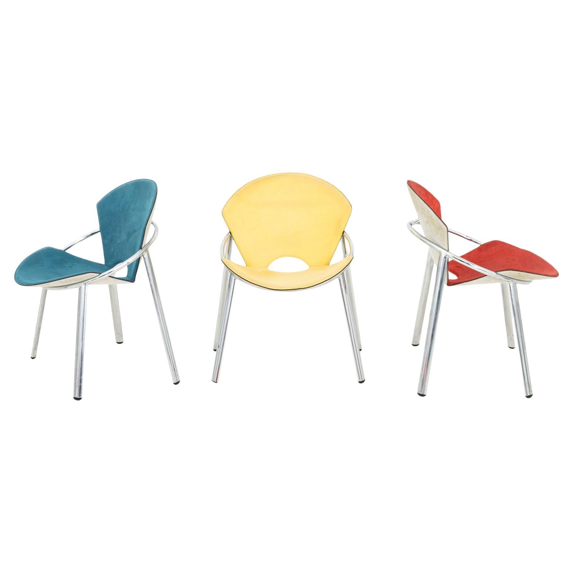 Giorgio Saporiti x Il Loft "Carol" Wildlederstühle, 3 im Angebot