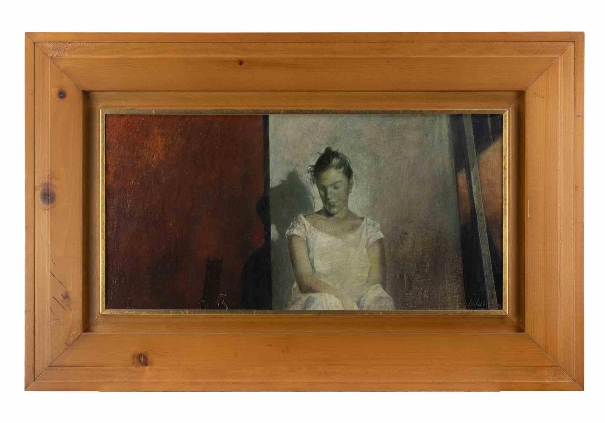 Ritrattino di Ginny - Oil Paint by Giorgio Scalco - 1983 For Sale 1