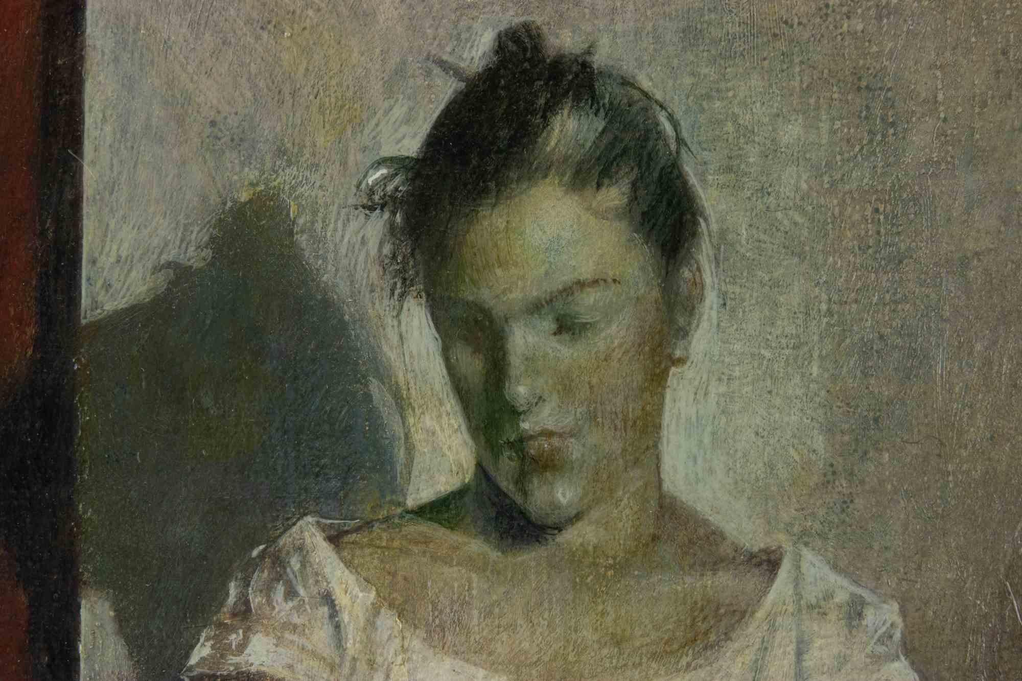 Ritrattino di Ginny - Oil Paint by Giorgio Scalco - 1983 For Sale 2