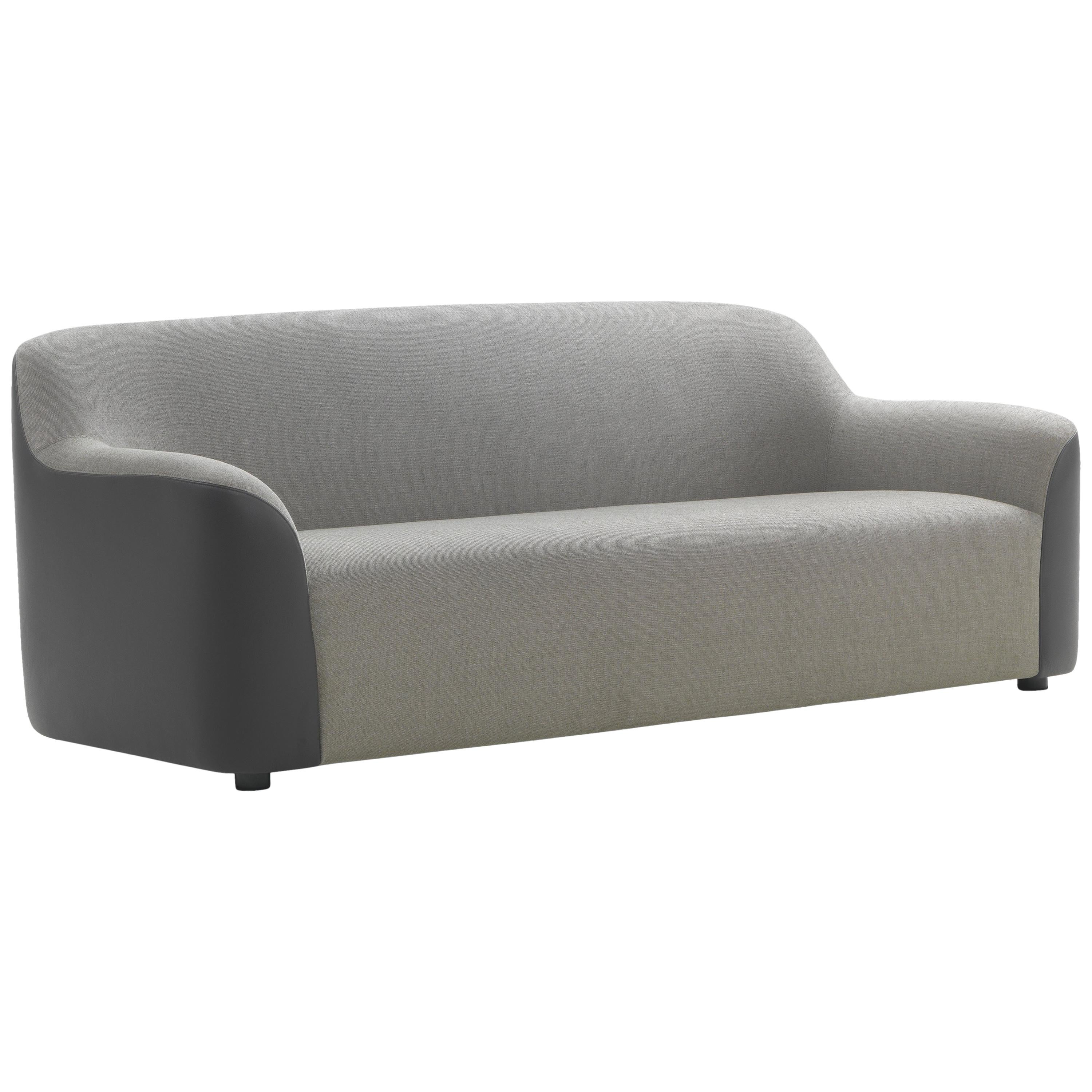 'GIORGIO' sofa in bi-color premium leather and fabric im Angebot