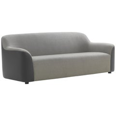 'GIORGIO' sofa in bi-color premium leather and fabric
