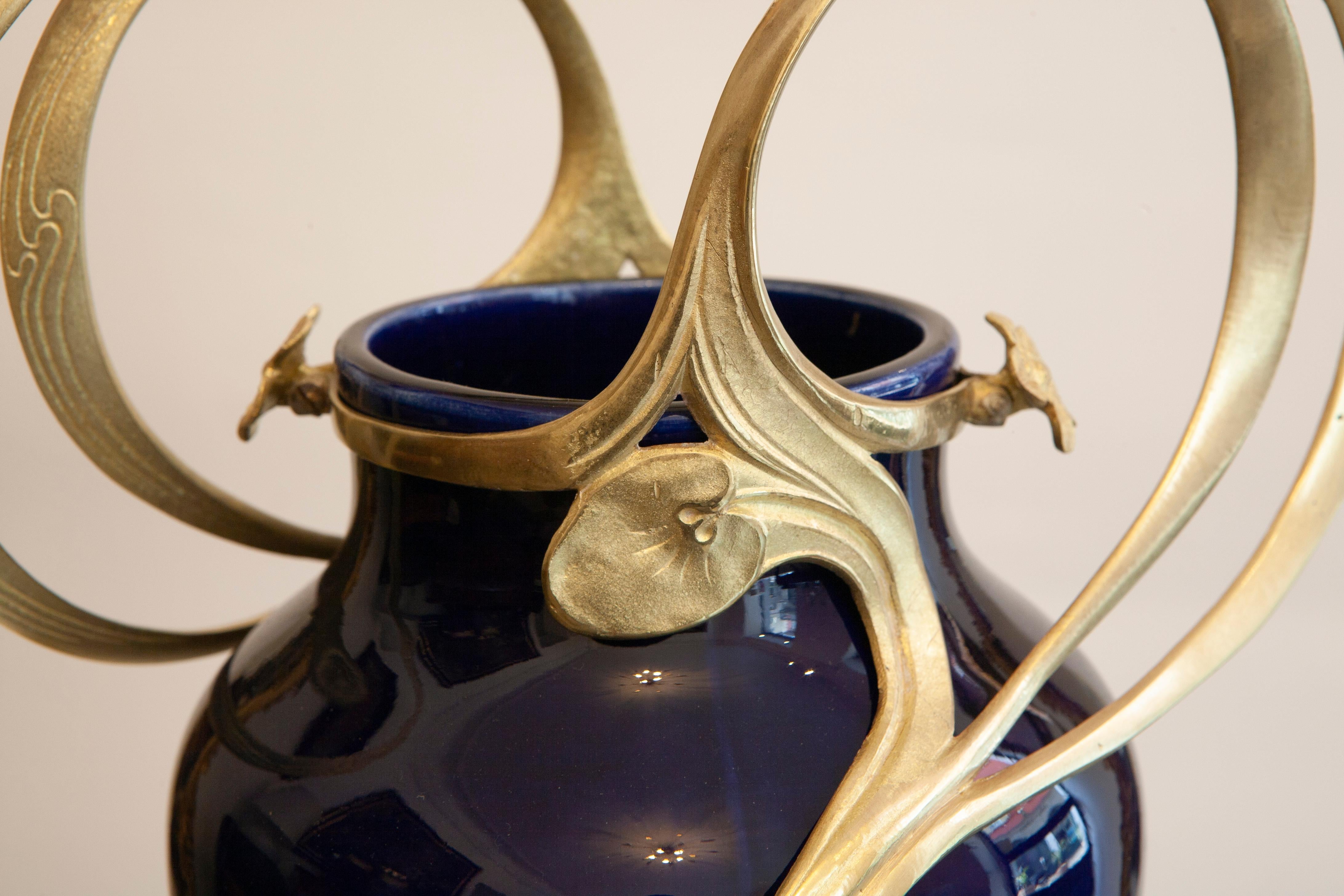 Giorgio Spertini (1877-1908), Blue ceramic amphora vase, 46x25 cm, 1903 2