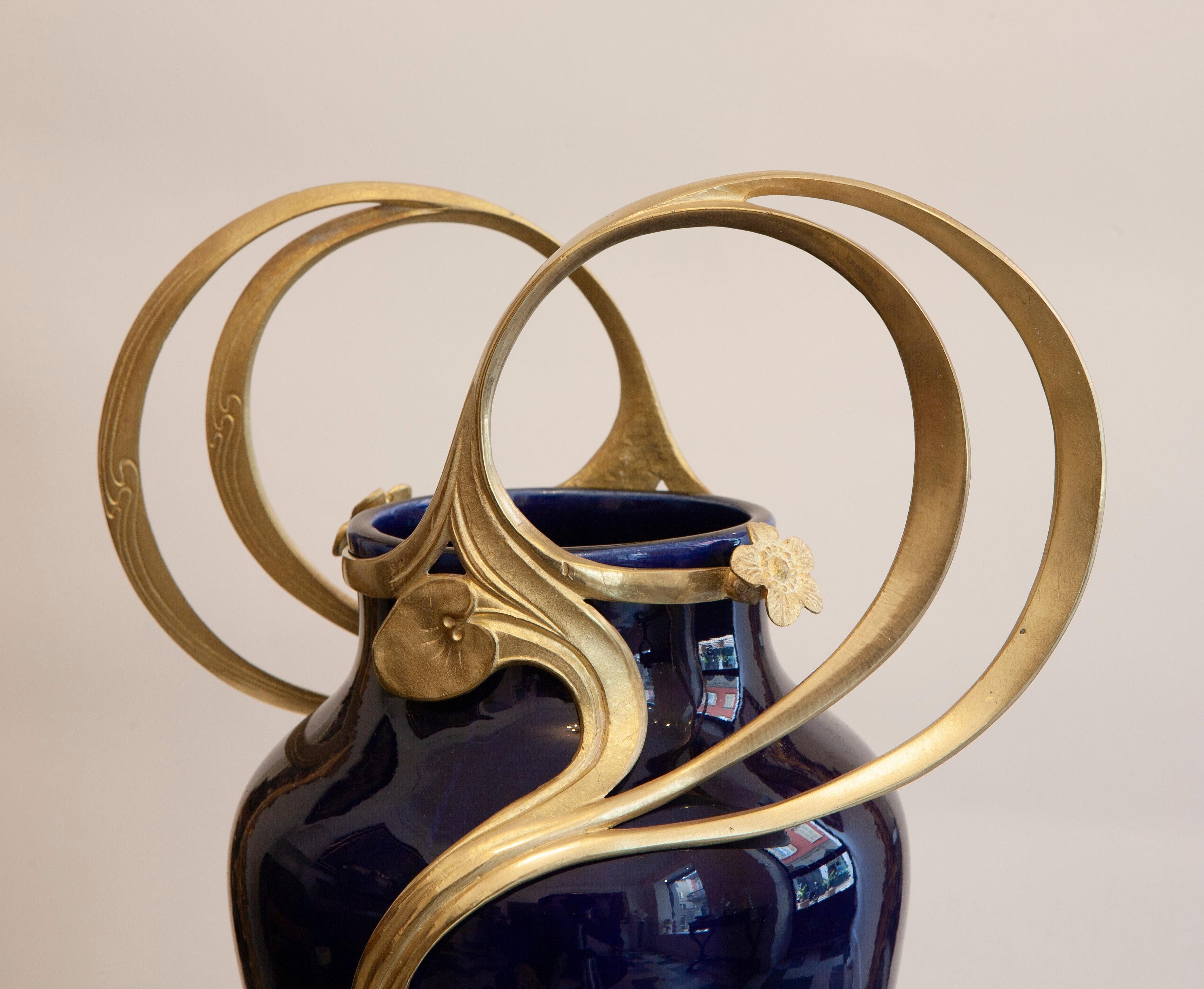 Giorgio Spertini (1877-1908), Blue ceramic amphora vase, 46x25 cm, 1903 1
