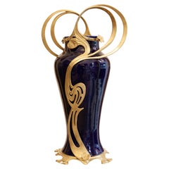 Giorgio Spertini (1877-1908), Vaso ad anfora in ceramica blu, 46x25 cm, 1903