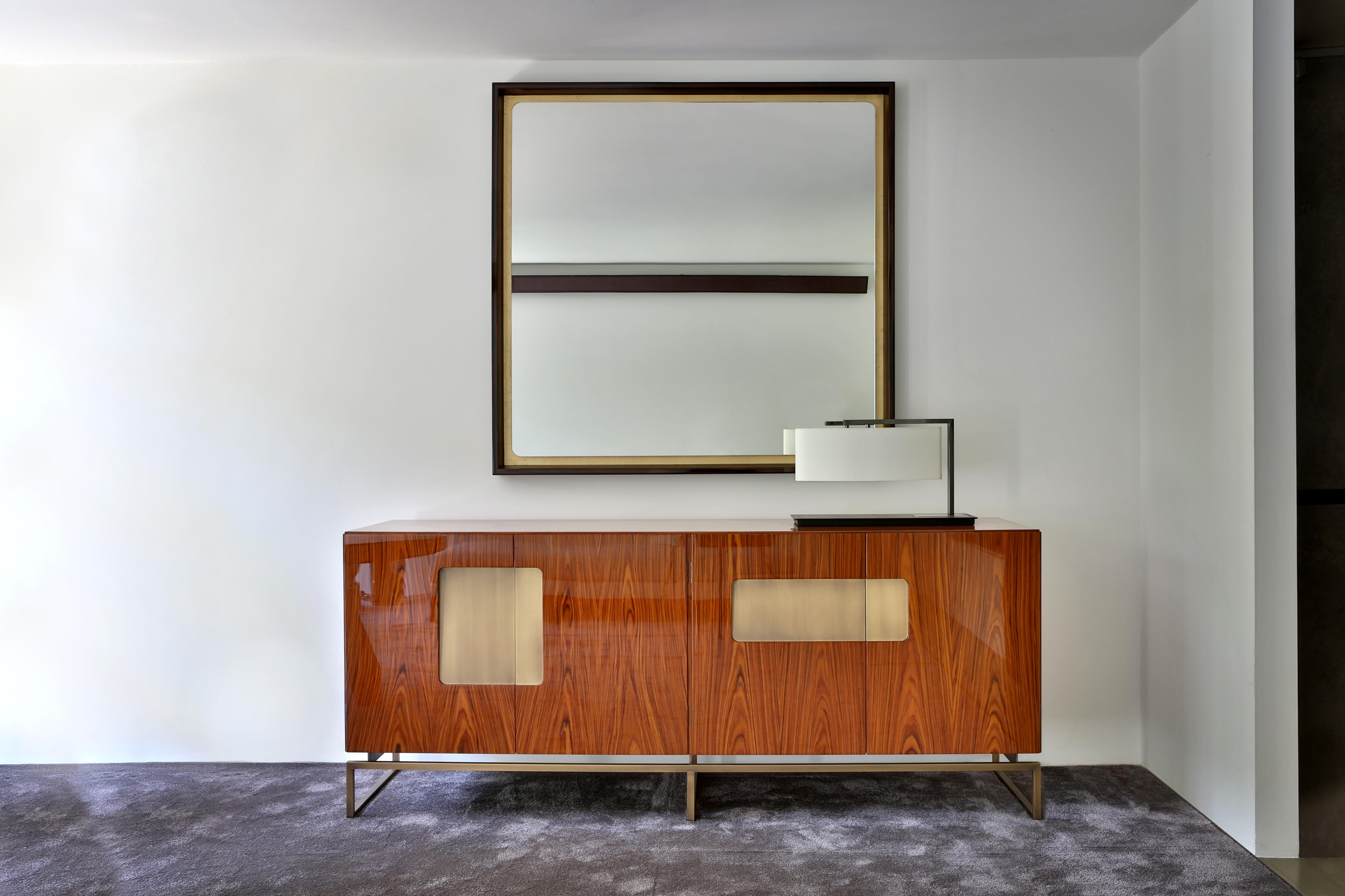 Modern Giorgio, the Elegant Cabinet Finished in Wood Veneer with Rosewood Effect For Sale