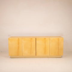 Giorgio Tura Mid-Century Italian Parchment and Brass Sideboard for Tura Milano